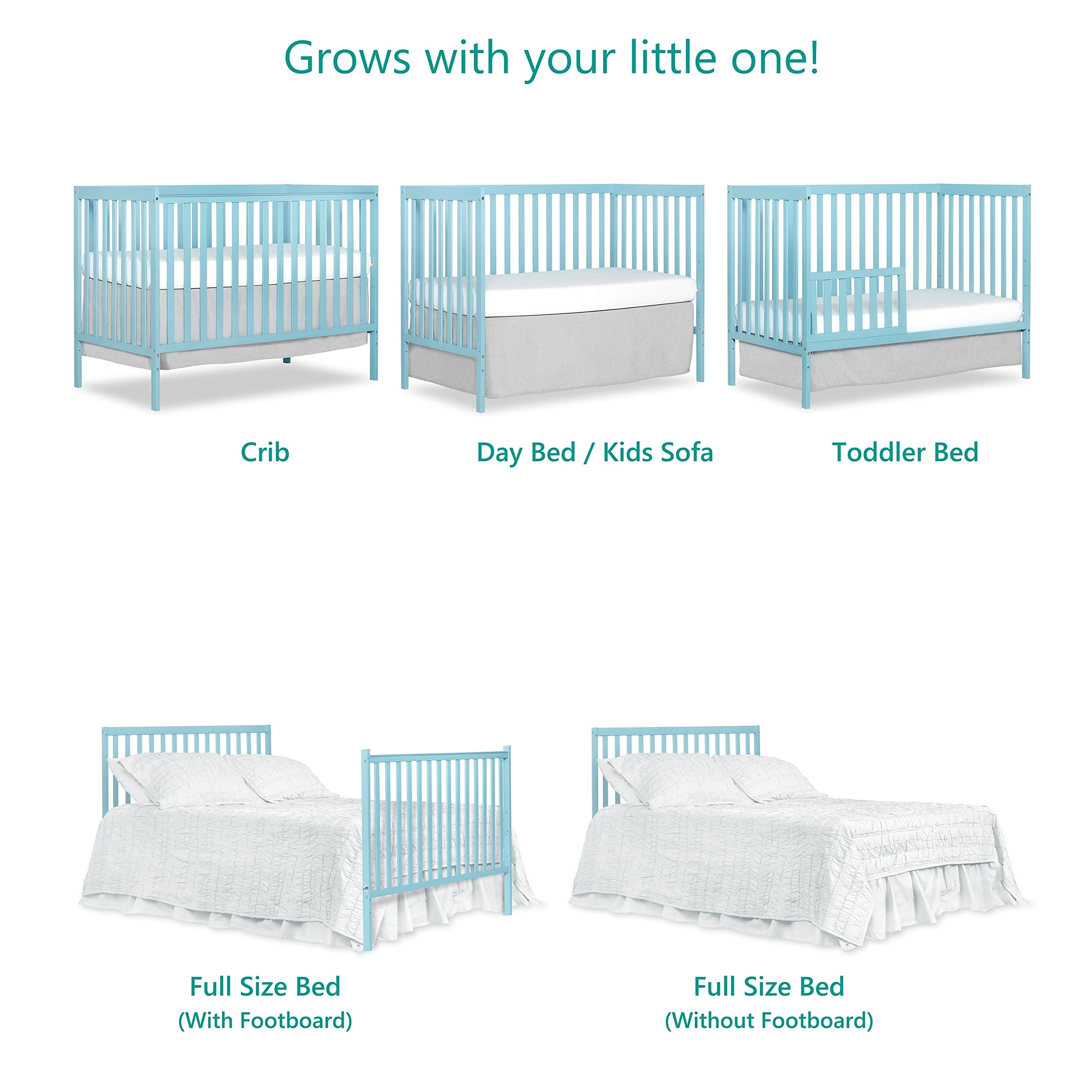 5-in-1 Convertible Crib Aqua Sky