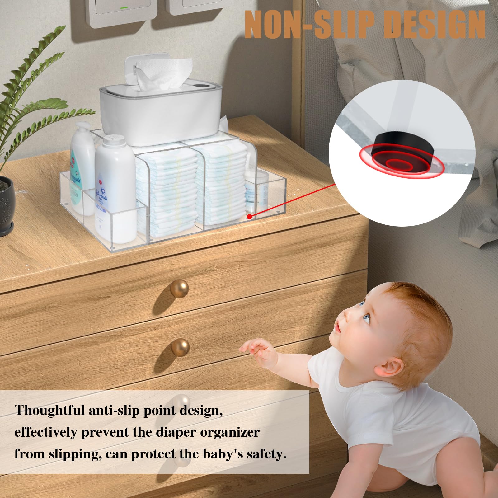 Acrylic Diaper Caddy Organizer for Changing Table