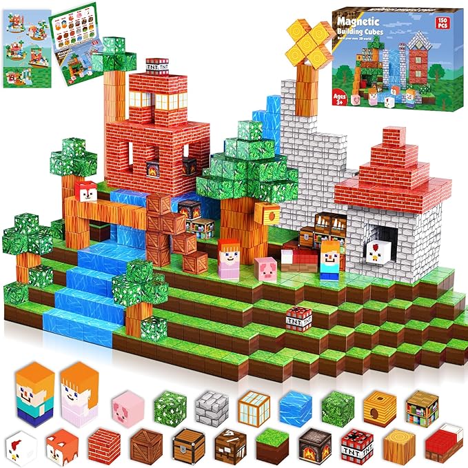 Magnetic Blocks-100PCS Grassland Building Blocks Set, Kids Classroom Sensory Toy