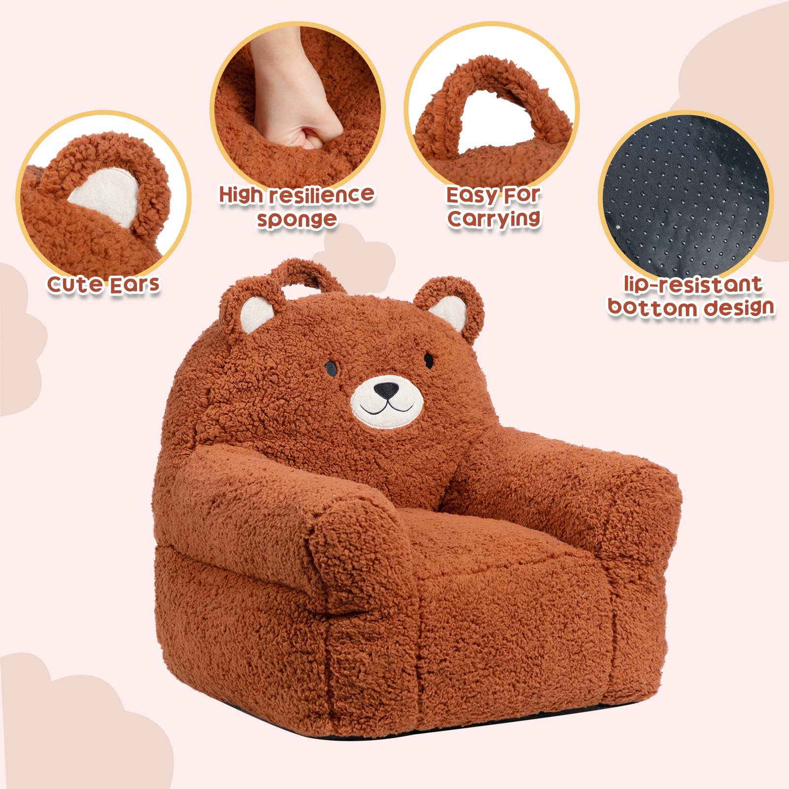 Kids Foam Filled Chair with Soft Plush Cover