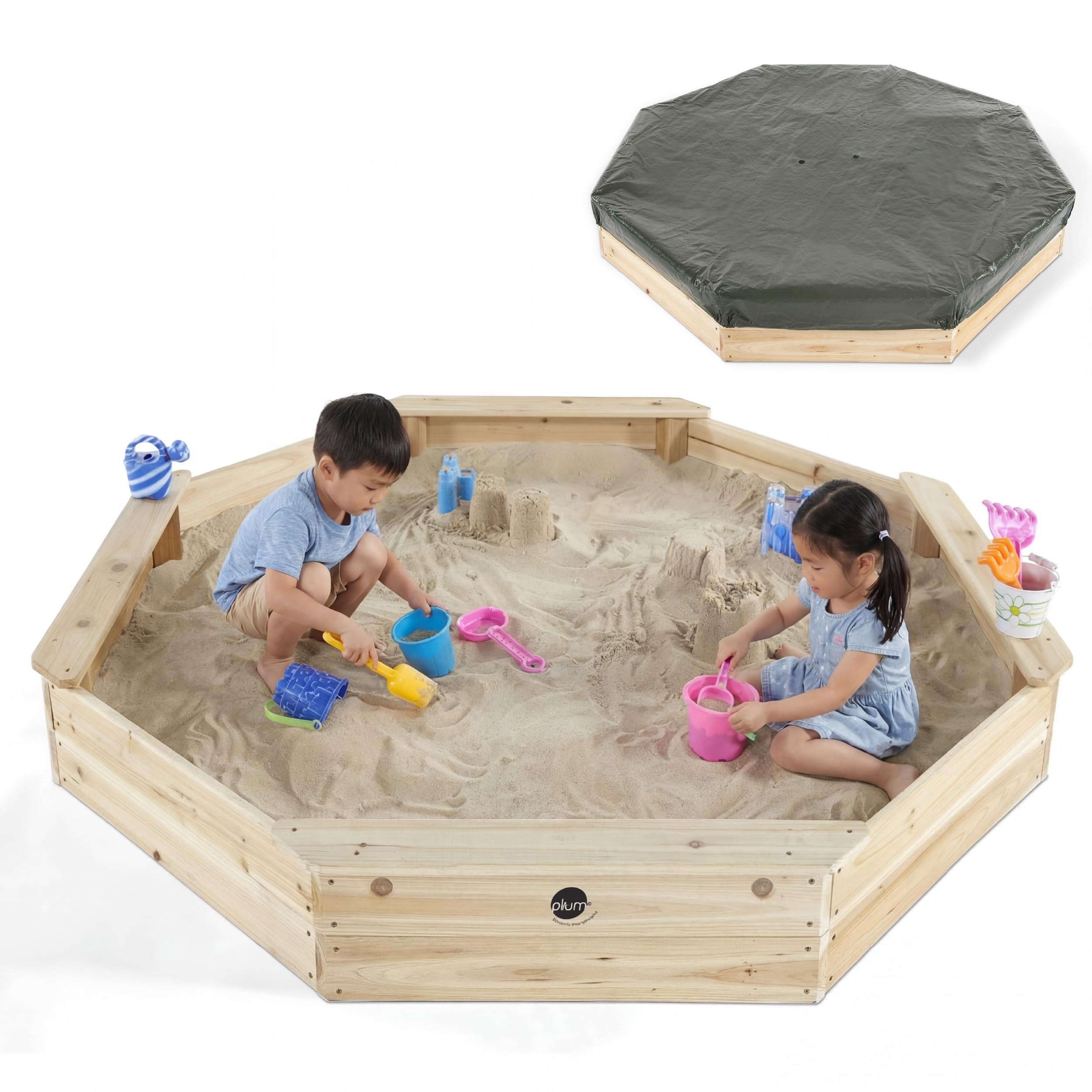 Wooden Octagon Sandbox with Cover
