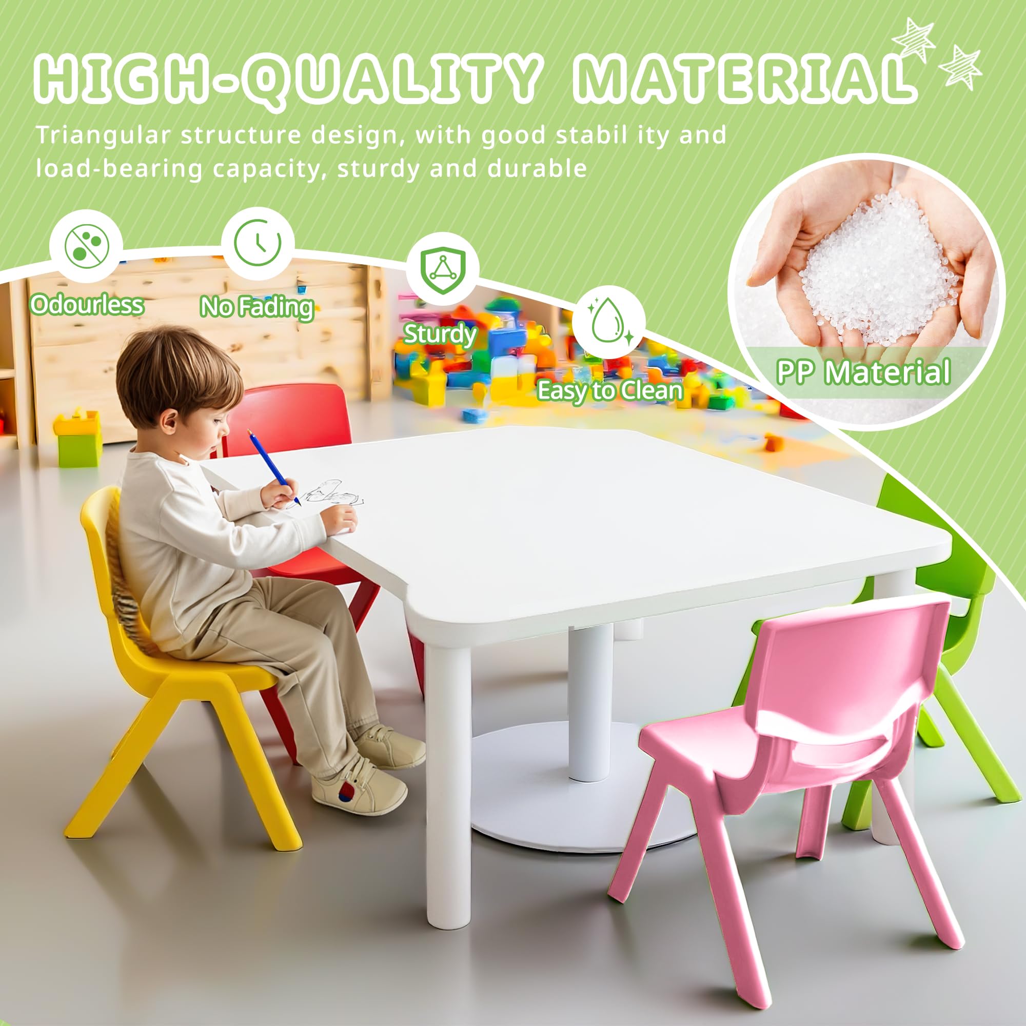 Stackable Kids Chairs 12-Pack with 11 Inch Seat Height