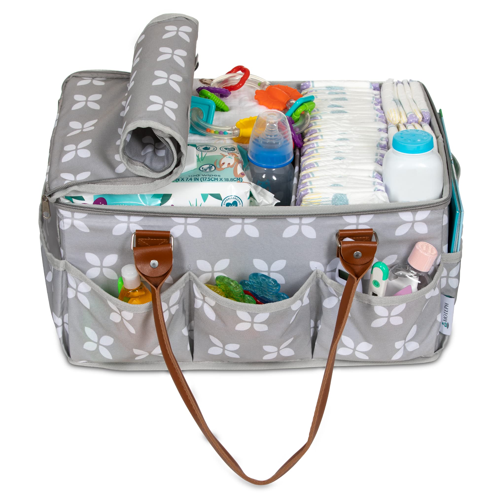 Extra Large Diaper Caddy, Craft, Toy Organizer with Zip-Top Cover with Waterproof