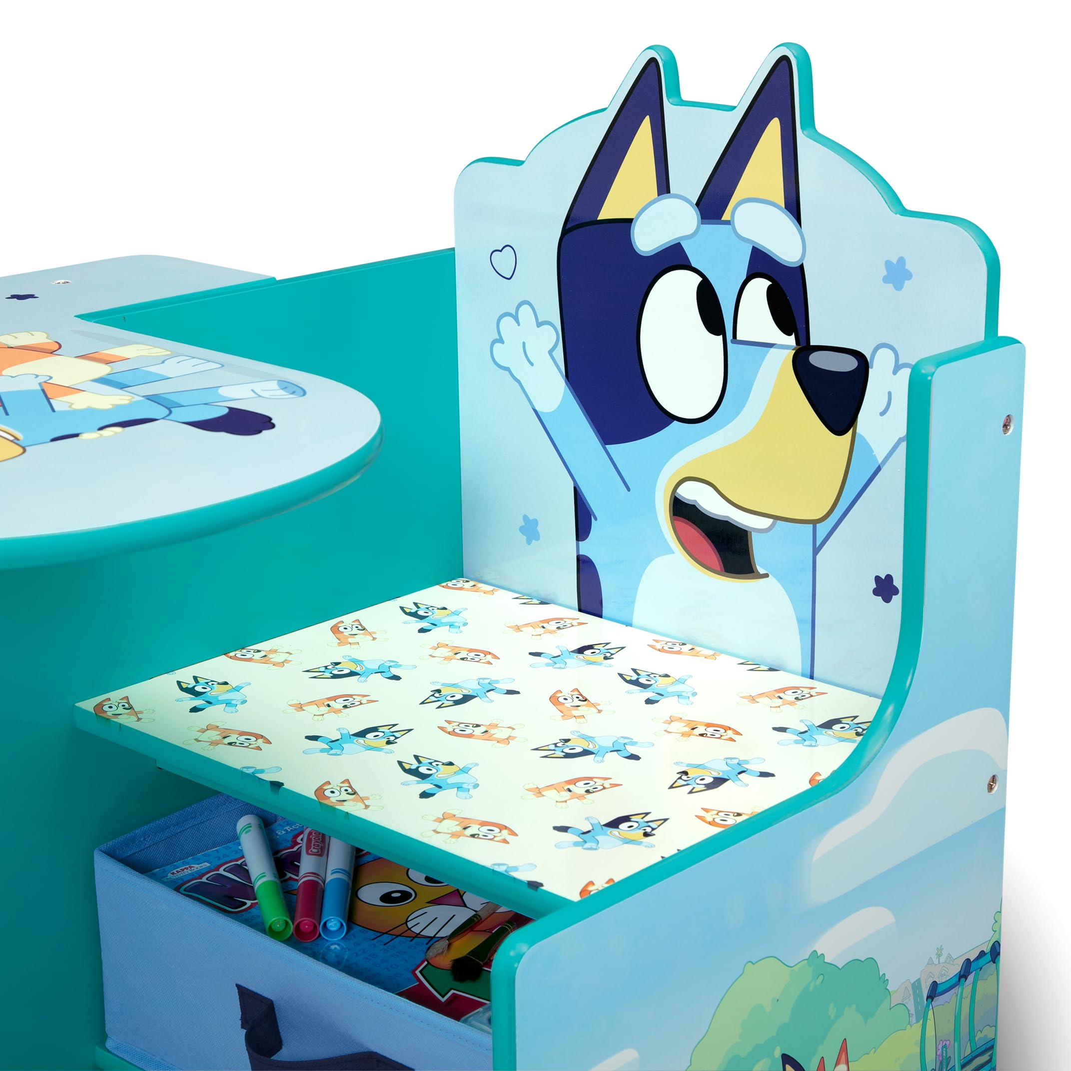 Bluey Chair Desk with Storage Bin - Greenguard Gold Certified, Blue