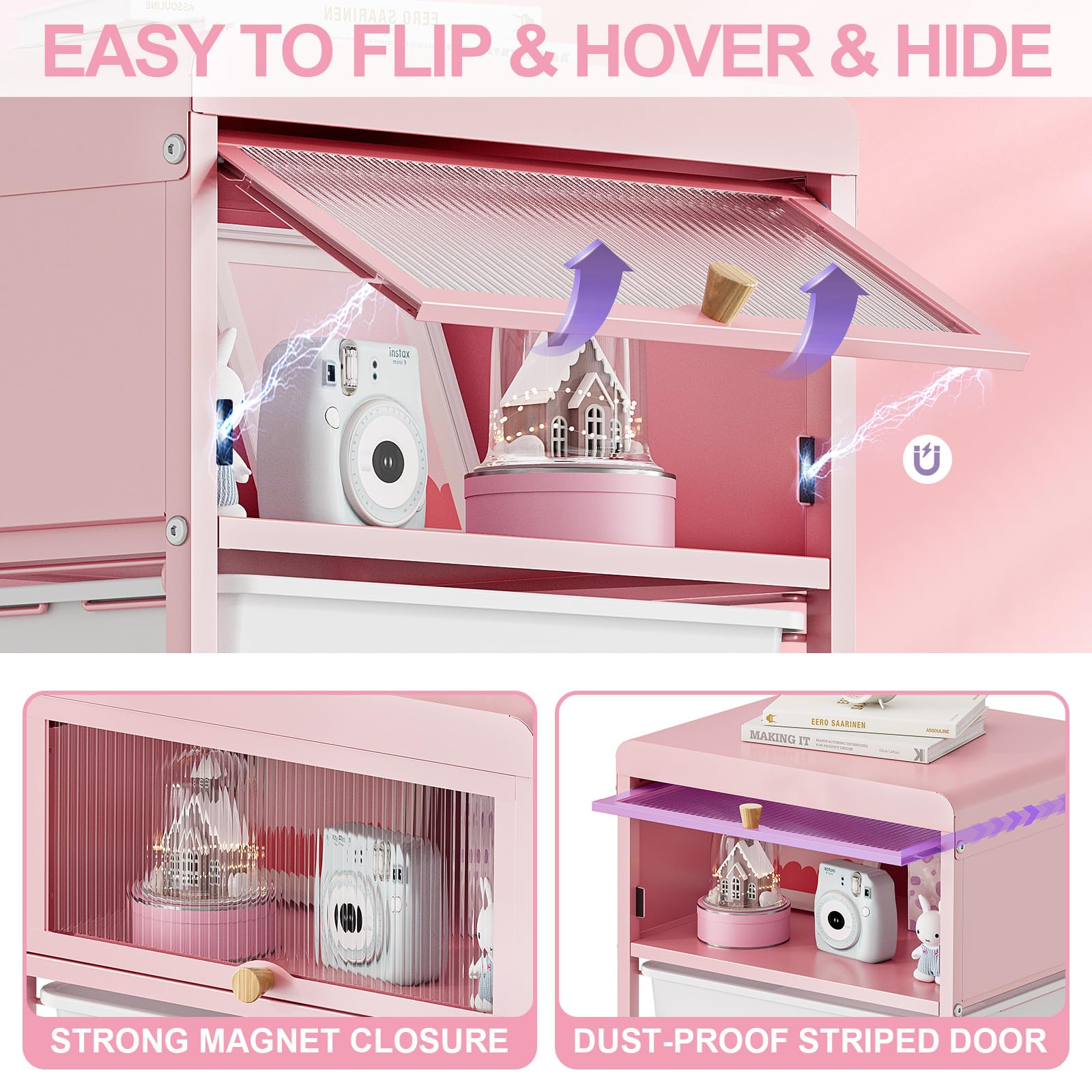 4-Drawer Rolling Storage Cart with Dust-Proof Door