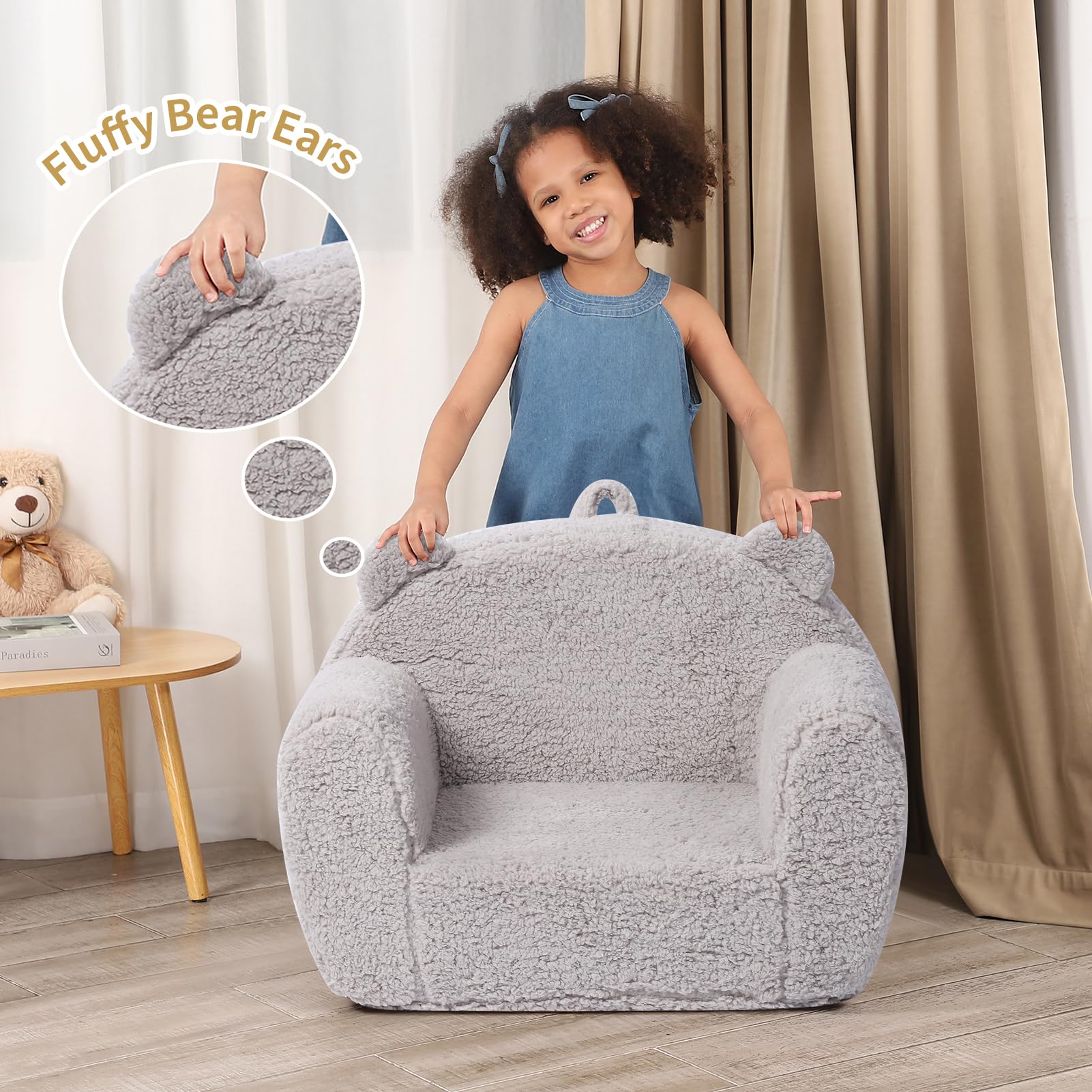 Toddler Sherpa Chair with Foam Cushioning