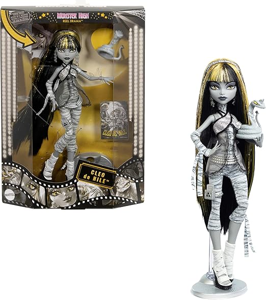 Reel Drama Doll, Clawdeen Wolf in Black and White, Collectible Reproduction with Doll-Size