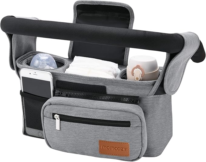 Universal Stroller Organizer with Insulated Cup Holder Detachable Phone Bag