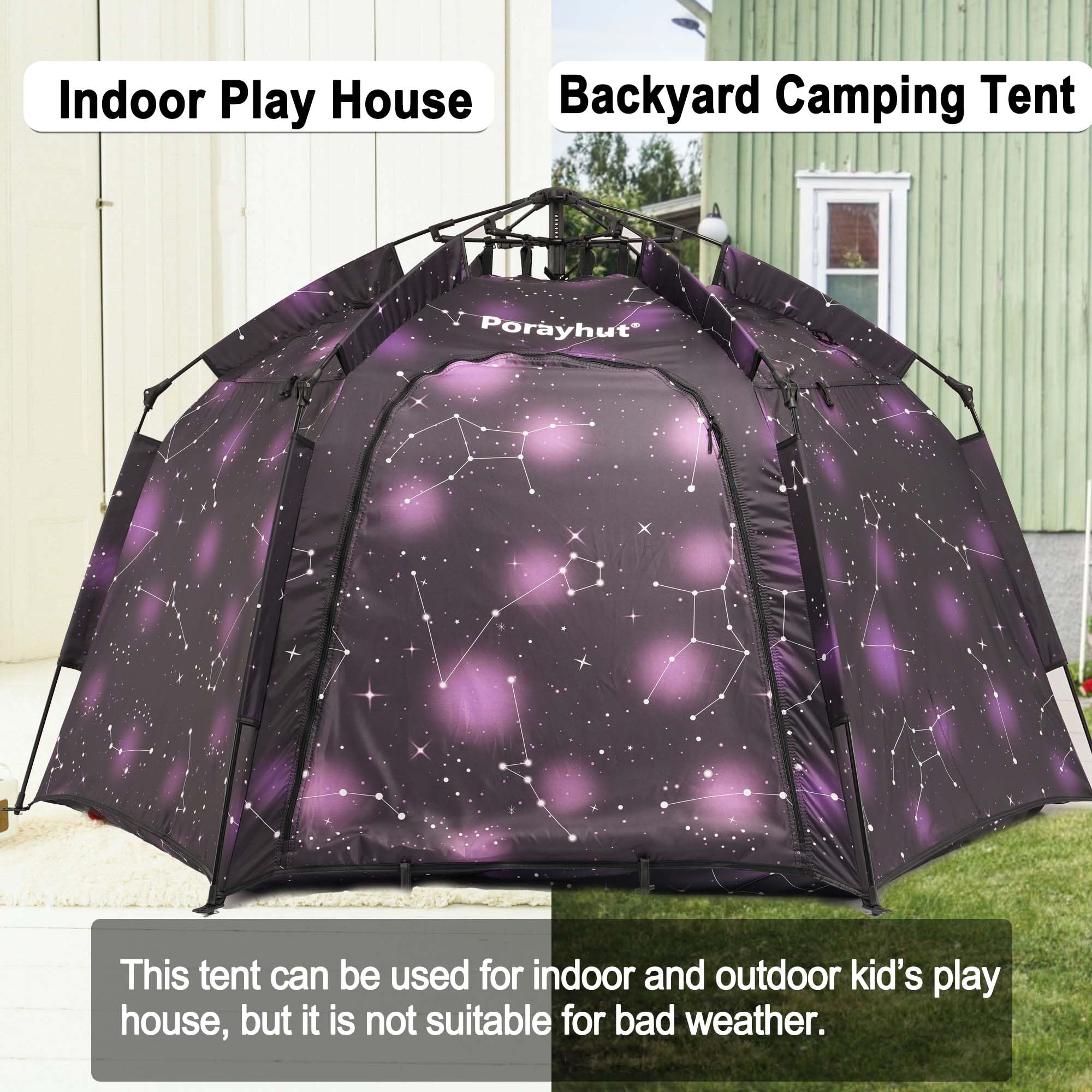 Hexagon Kids Play Tent with LED Lights