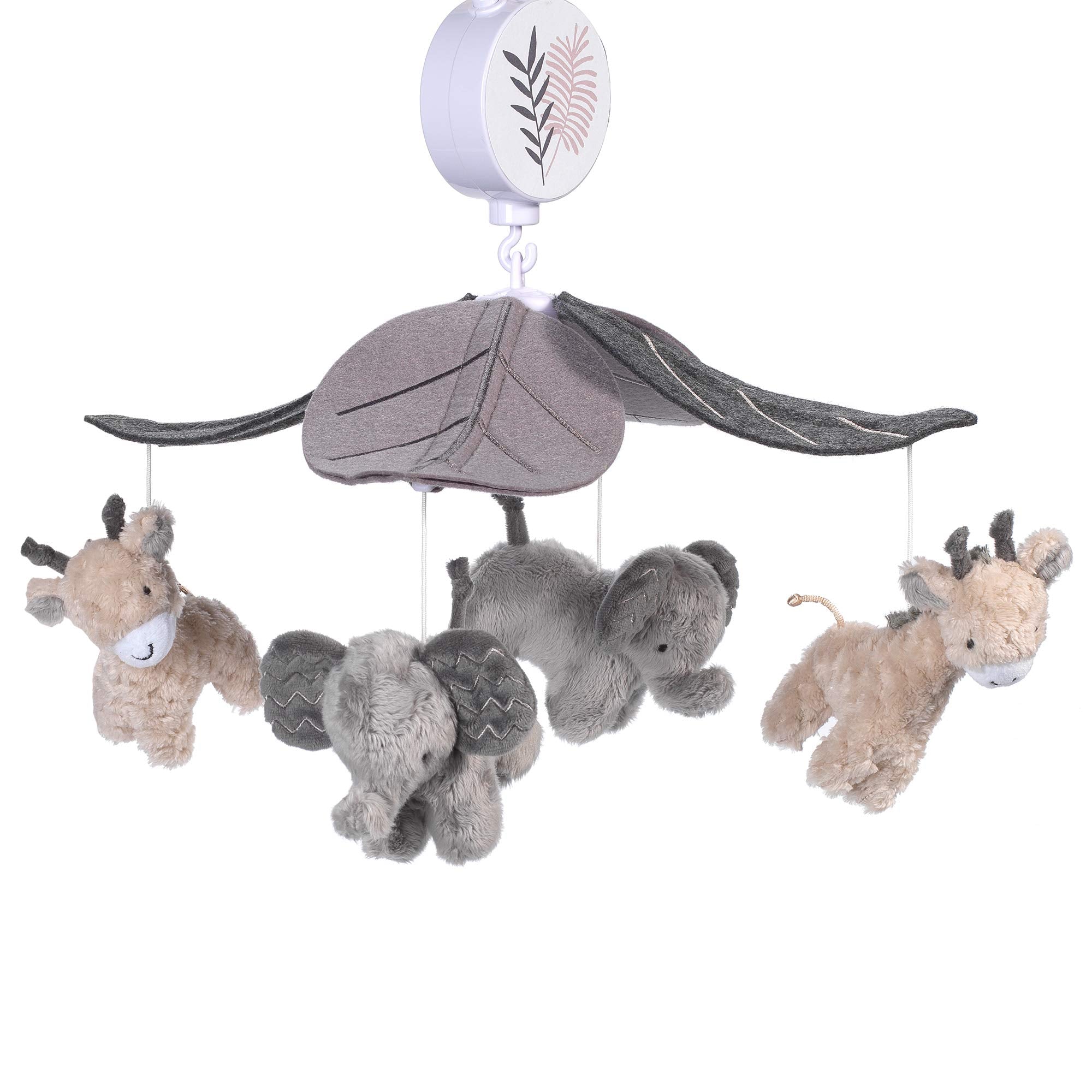 Baby Jungle Animals Gray/Tan Musical Crib Mobile Soother Toy