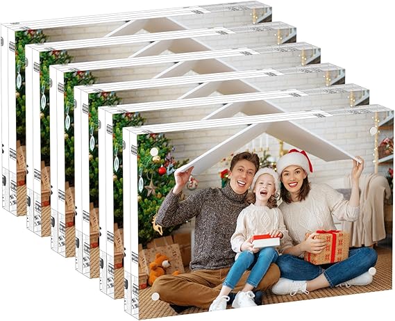 4x6 Acrylic Picture Frames 6 Pack, 20% Thicker Block