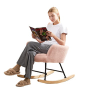 Rocking Chair Nursery, Teddy Upholstered Glider Rocker with High Backrest