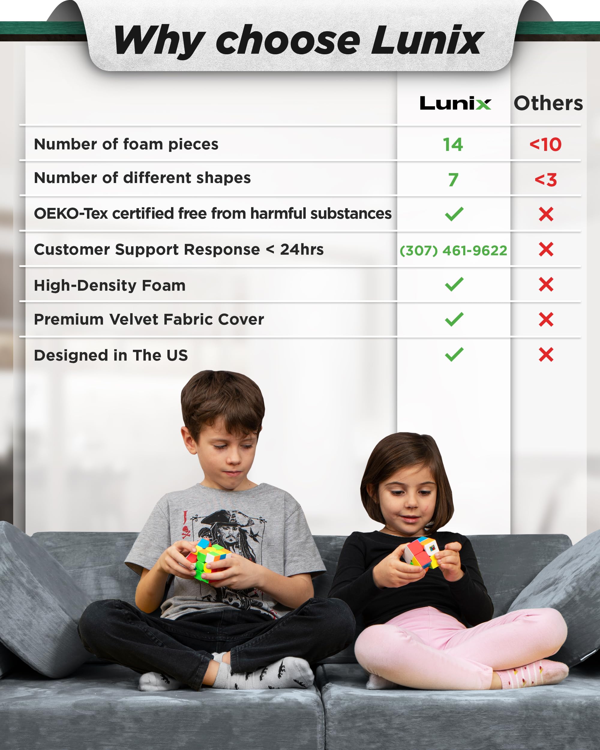 14-Piece Modular Kids Play Couch with Washable Covers