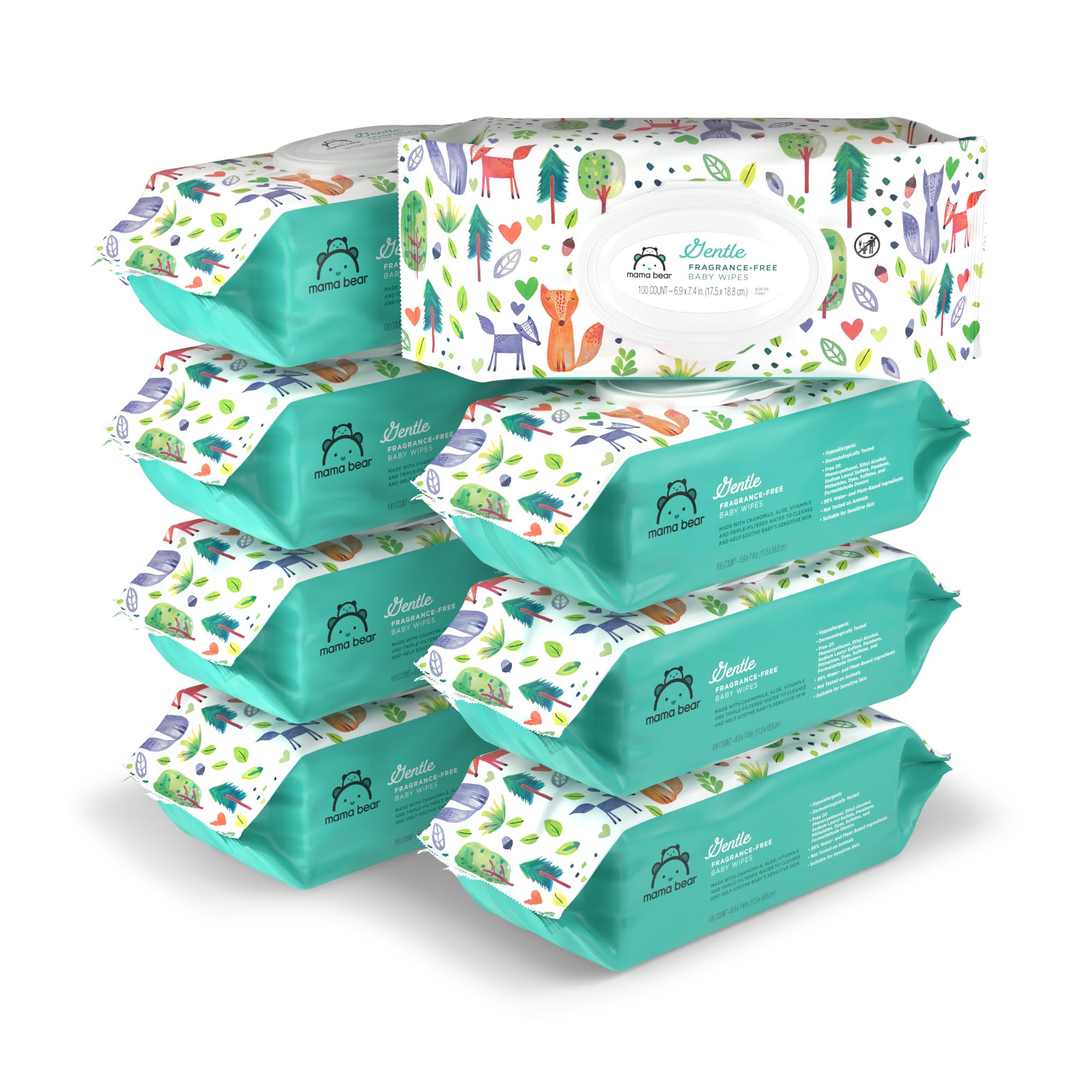 Mama Bear Gentle Fragrance Free Baby Wipes, Hypoallergenic