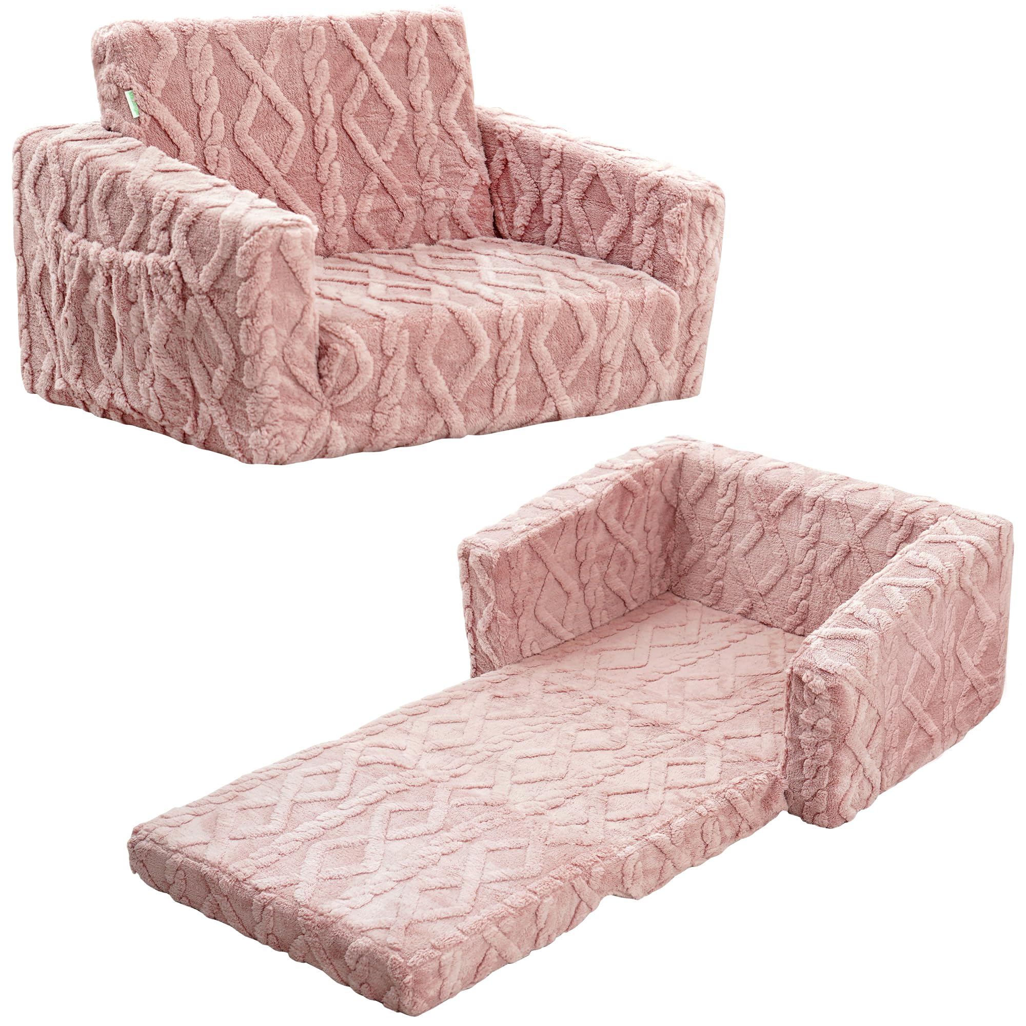 Couch for Kids – 2-in-1 Fold Out Sofa and Lounger, Soft Flannel