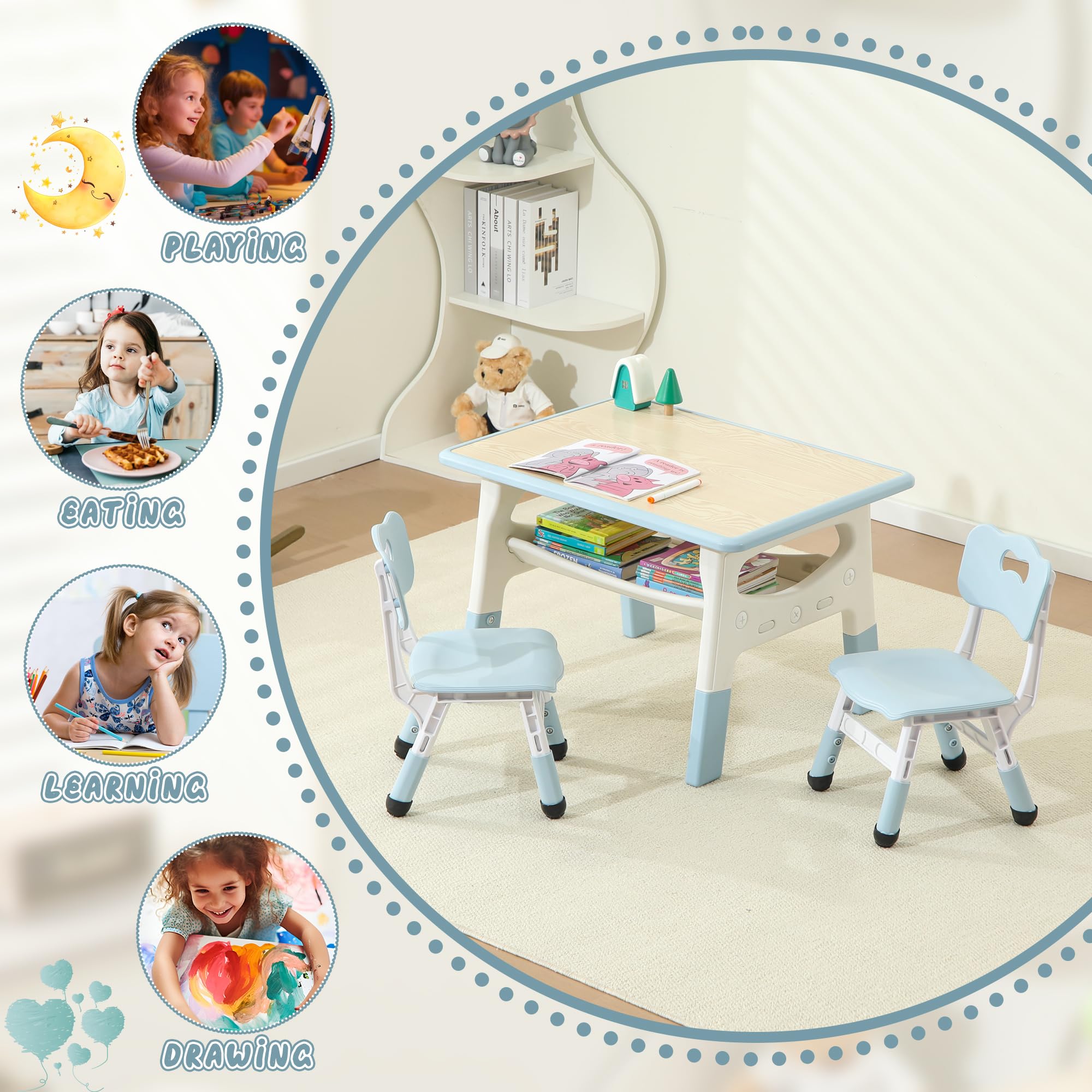 Kids Table and Chair Set with Storage