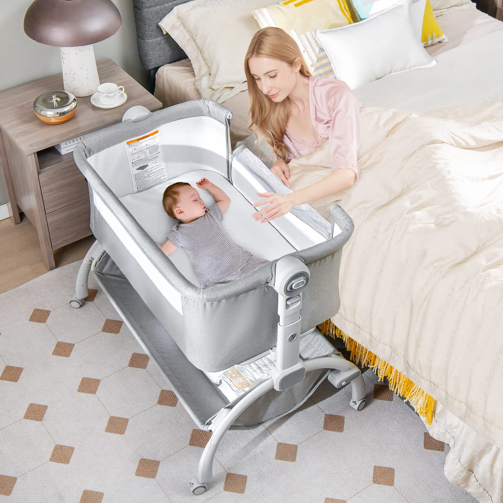 3 in 1 Baby Bassinet, Bedside Sleeper, Rocking Cradle