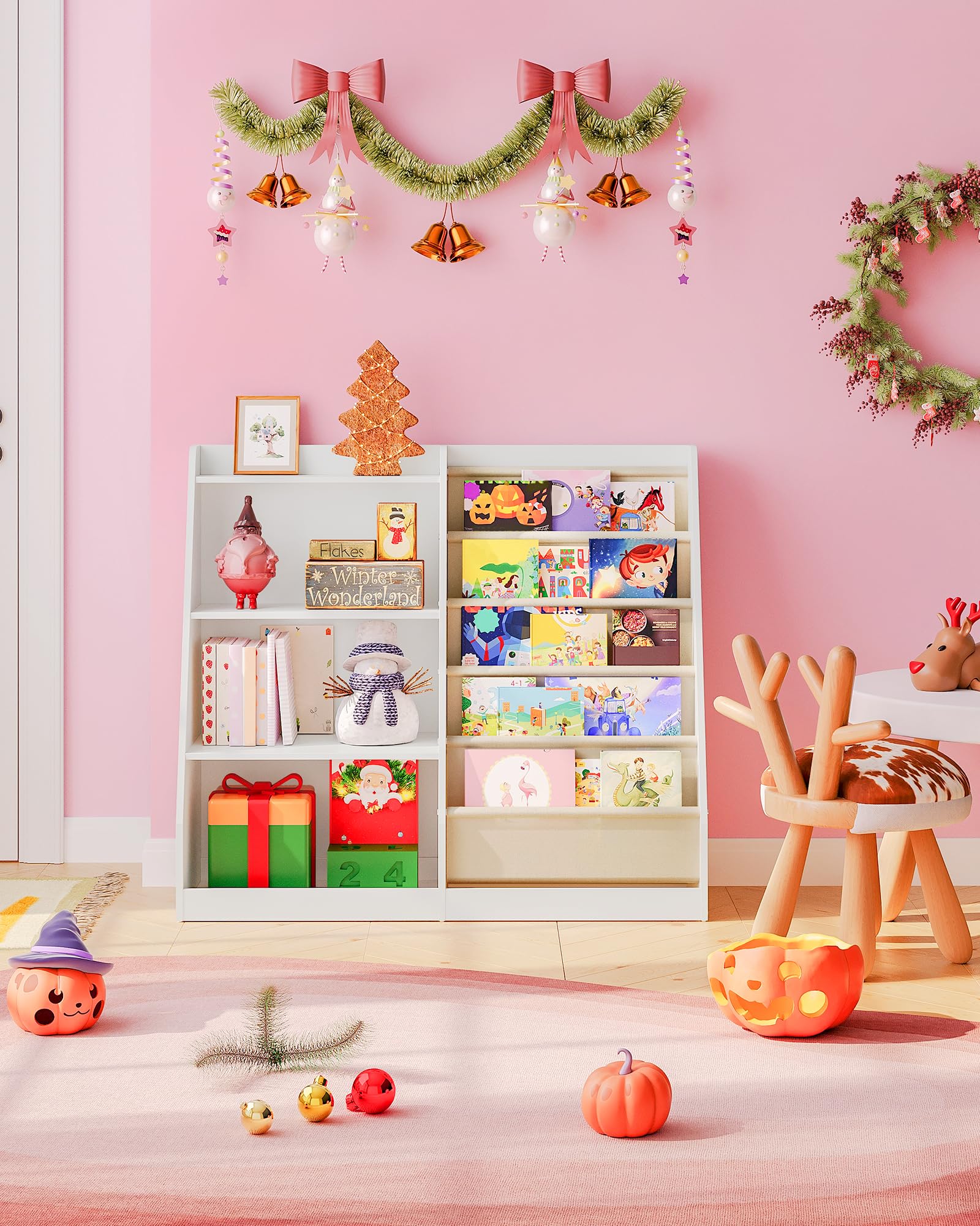 35.4" Kids Bookshelf and Toy Storage, 6 Layer Fabric Toddler Bookshelf