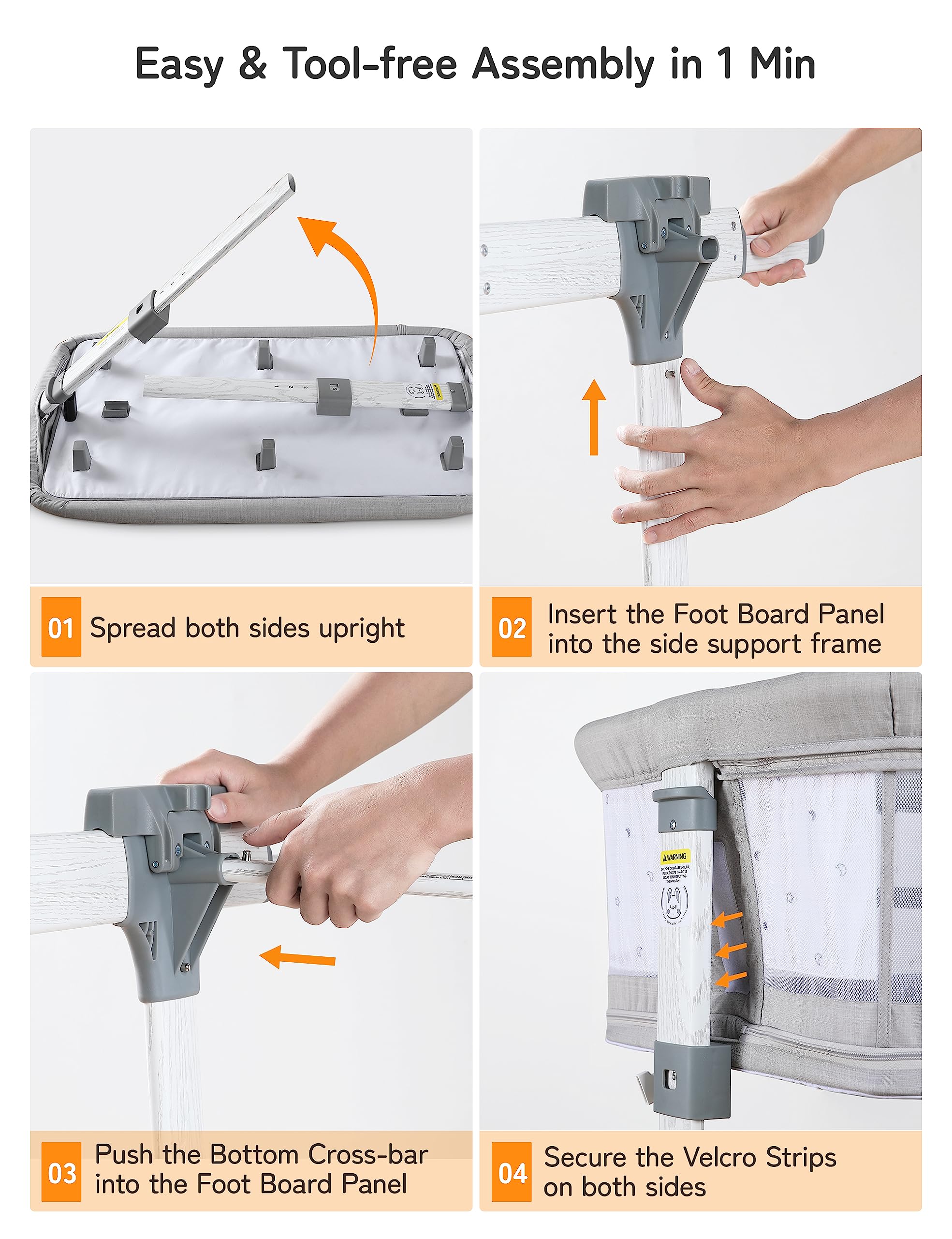 5-in-1 Baby Bassinet Bedside Sleeper with Adjustable Height