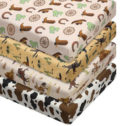 4 Pcs Western Cowboy Crib Sheet Set Newborn Bedding Nursery Baby