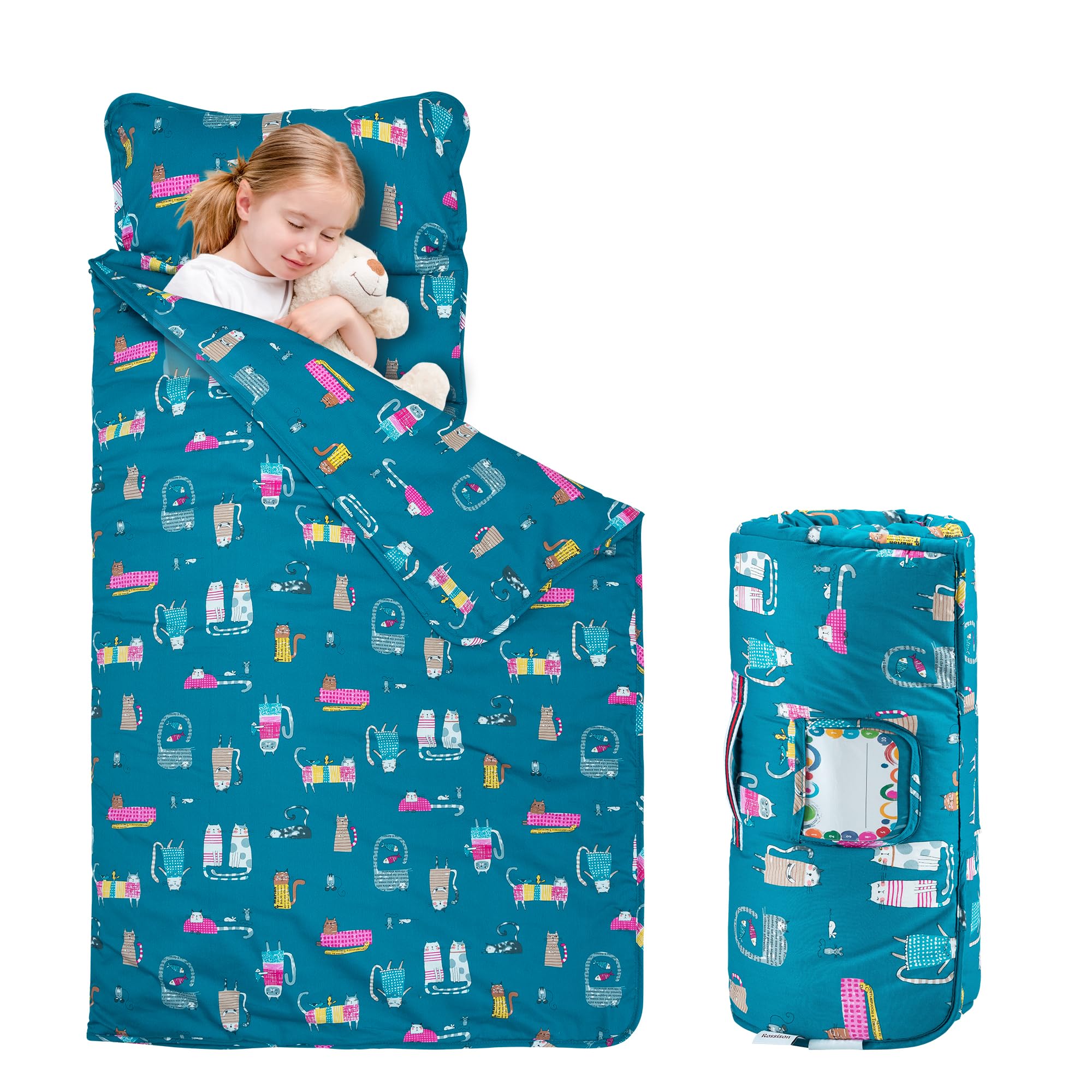 Nap Mat with Pillow and Blanket 100% Cotton with Microfiber