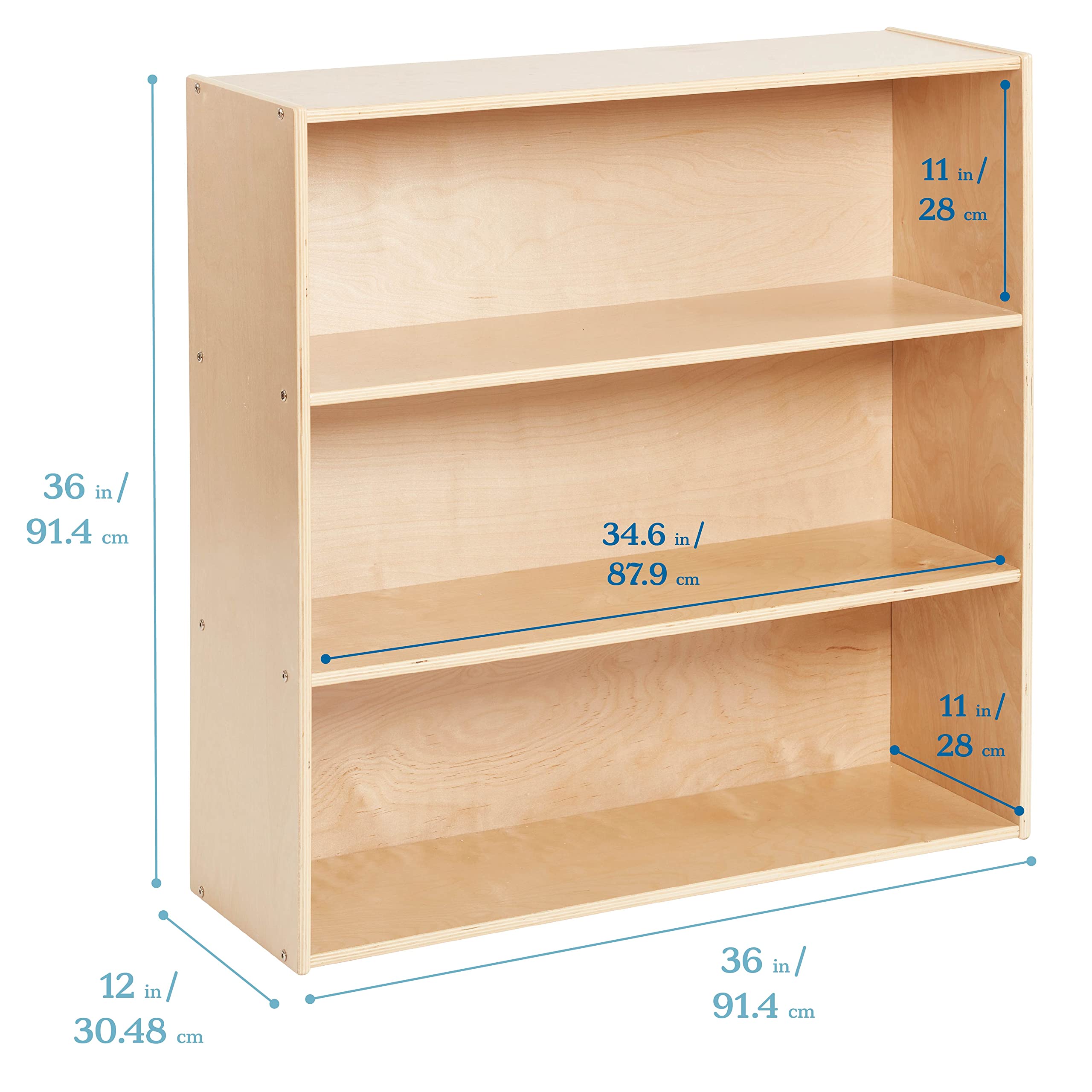 3-Shelf Storage Cabinet for Kids - Natural Wood Bookshelf Organizer