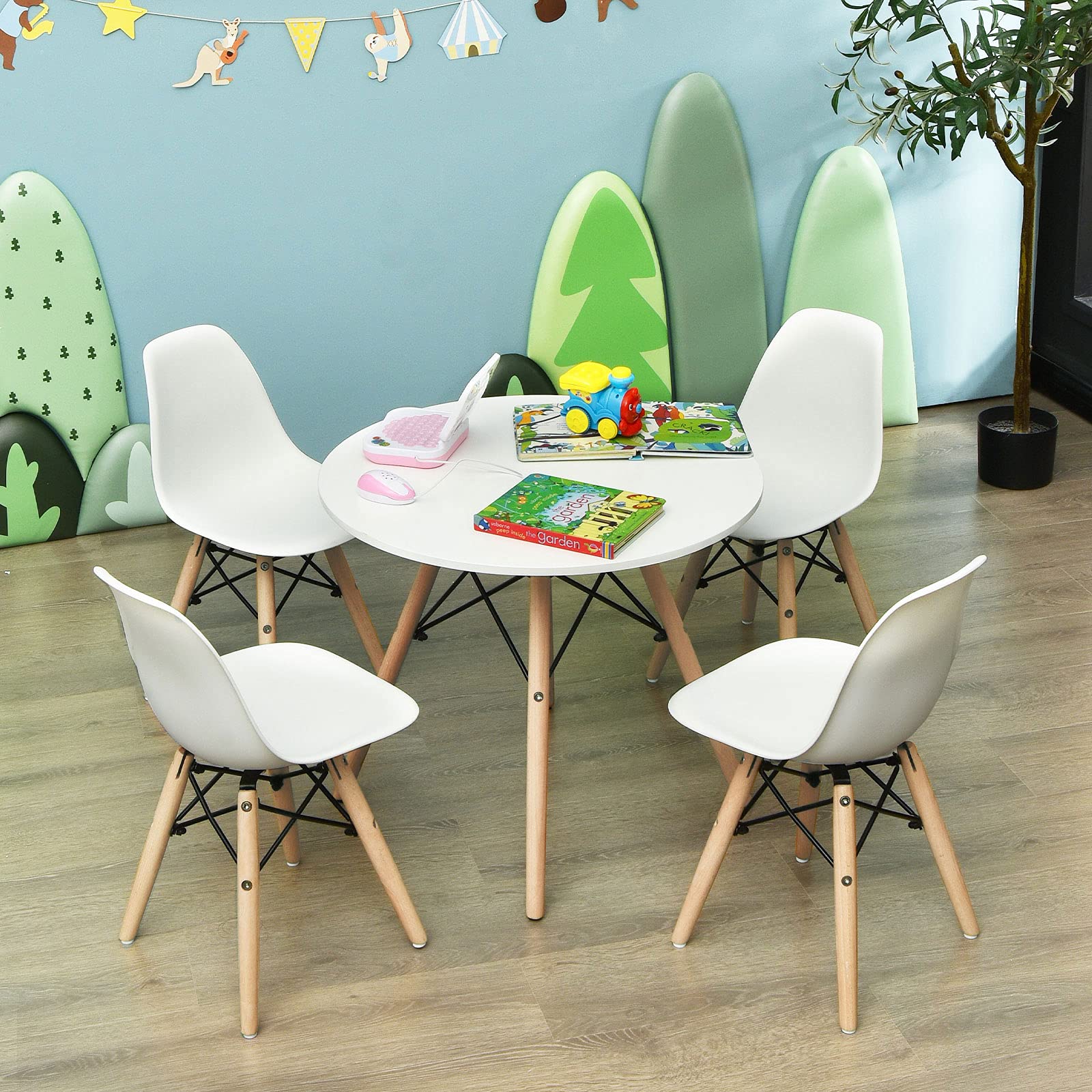 Kids Mid-Century Modern Desk Chair Set - 4 Pack White Toddler Chairs