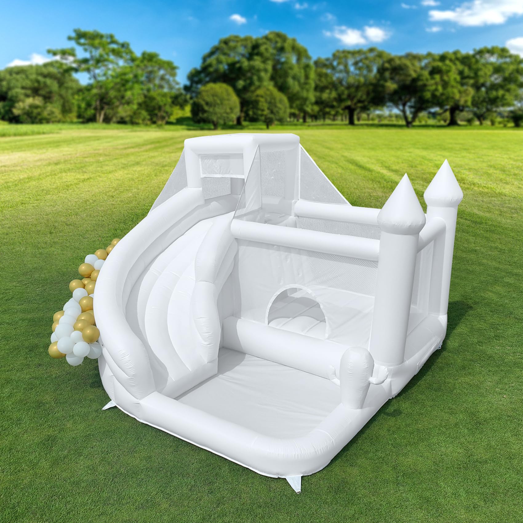 16FT Large Commercial White Inflatable Bounce House - Indoor Outdoor