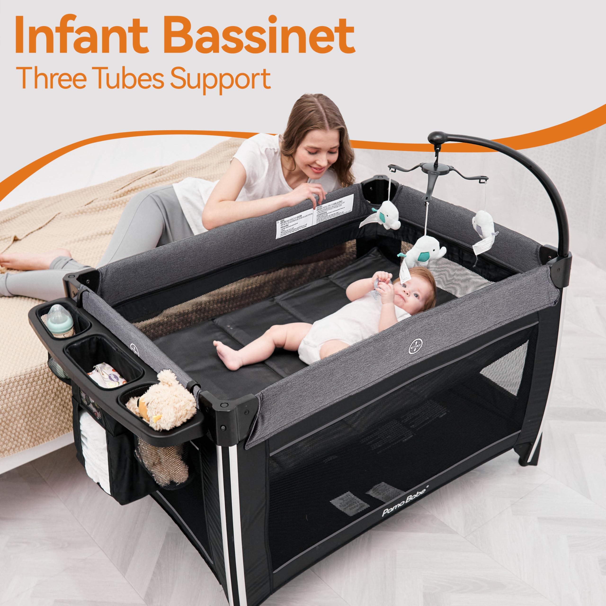 4-in-1 Portable Baby Playard with Bassinet and Changing Table