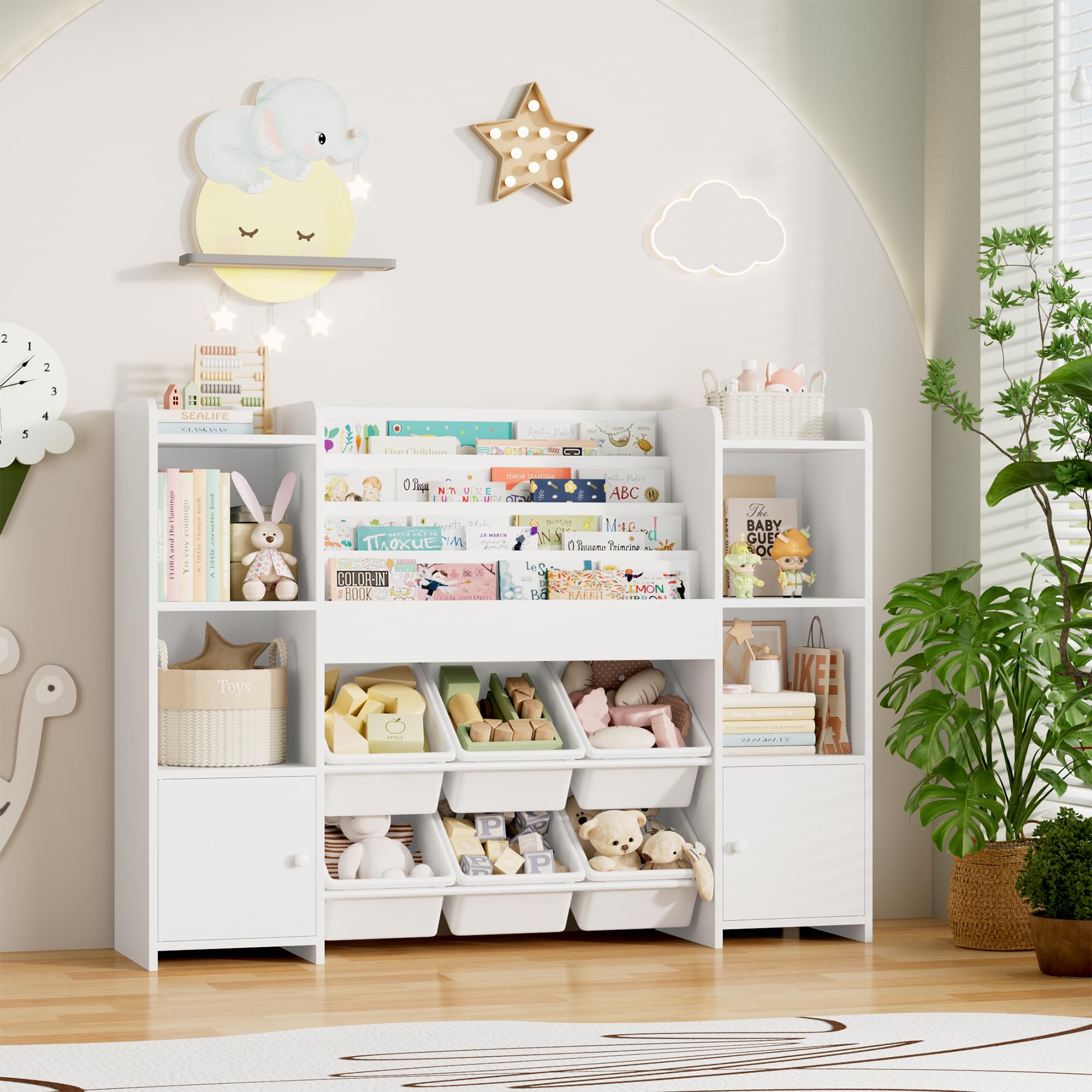Toy Storage Organizer with 6 Toy Bins, Toy Organizer Kids Bookshelf