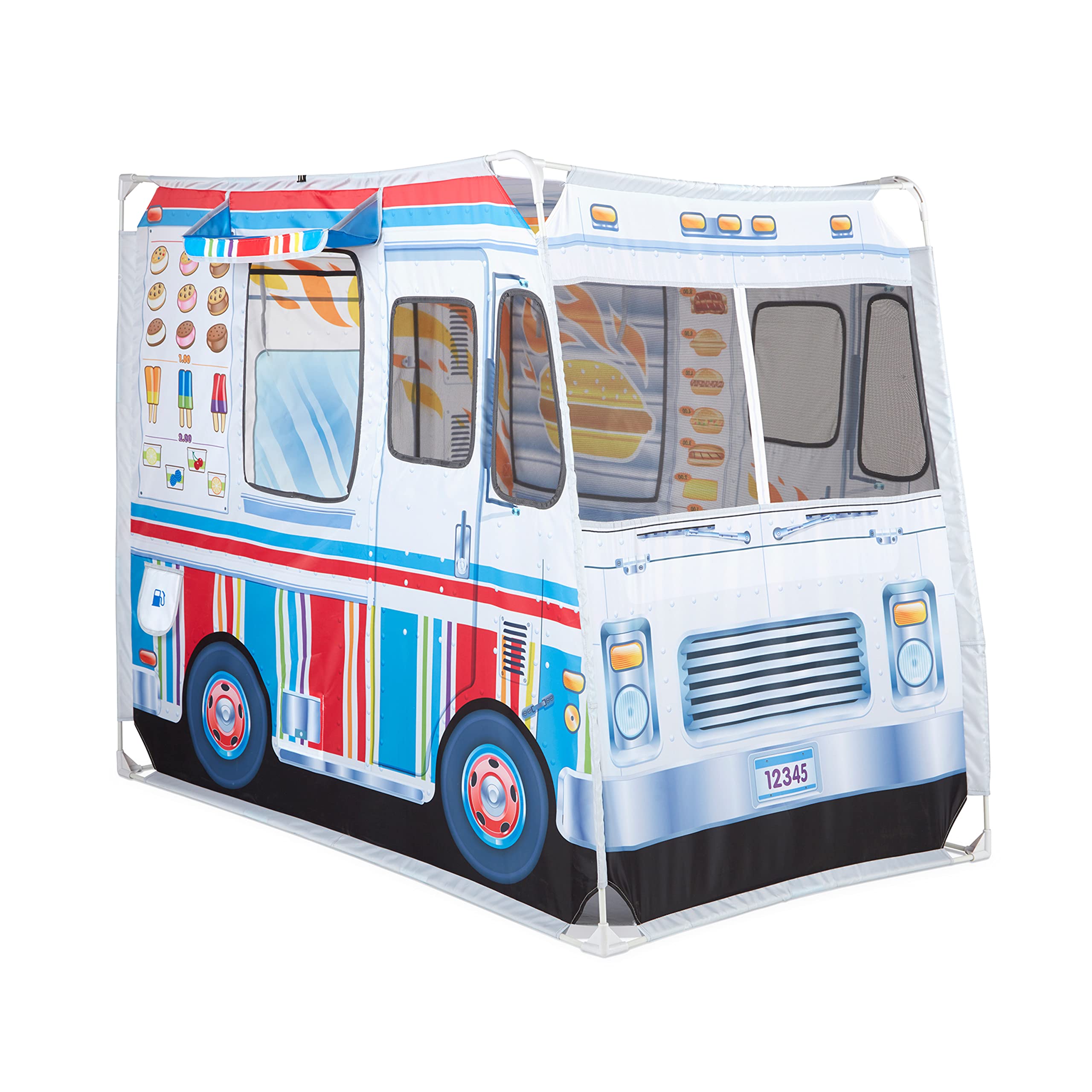 Double-Sided Food Truck Play Tent - Ice Cream and BBQ Role Play Toy