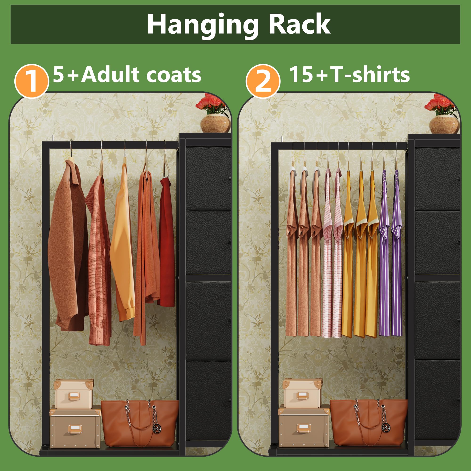4-Drawer Dresser with Hanging Rack