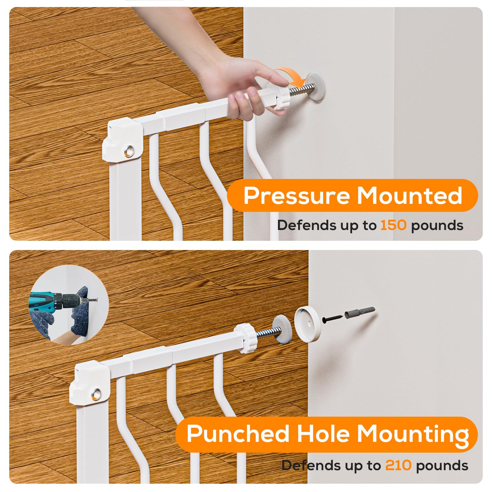 Metal Safety Gate with Auto-Close for Stairs and Doorways - 29-48 Inches