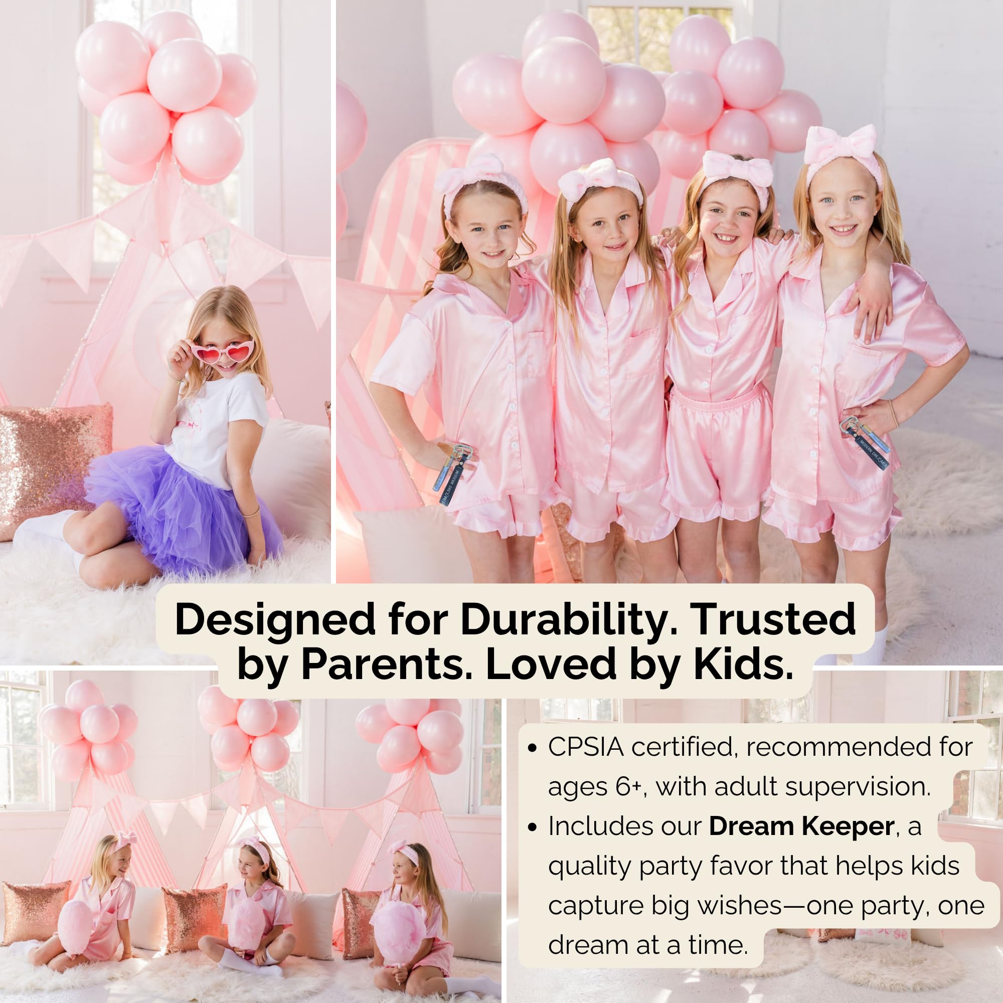 Modern Dreamers Sleepover Teepee Tent Kit for Kids – Indoor & Outdoor Use – Instant Setup, Fairy Lights, and Decorations for Slumber Parties, Backyard Parties, Glamping, and Birthday Events (Pink)