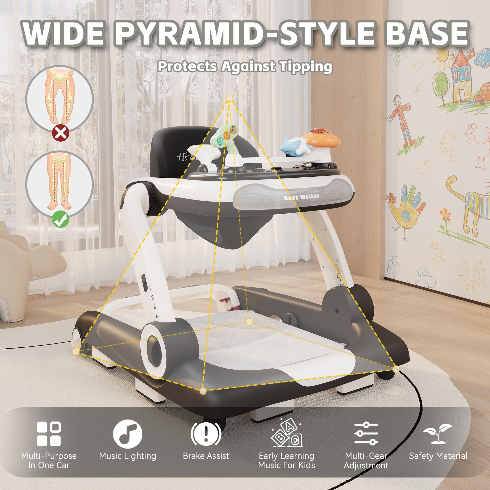 5-in-1 Baby Walker with Adjustable Height