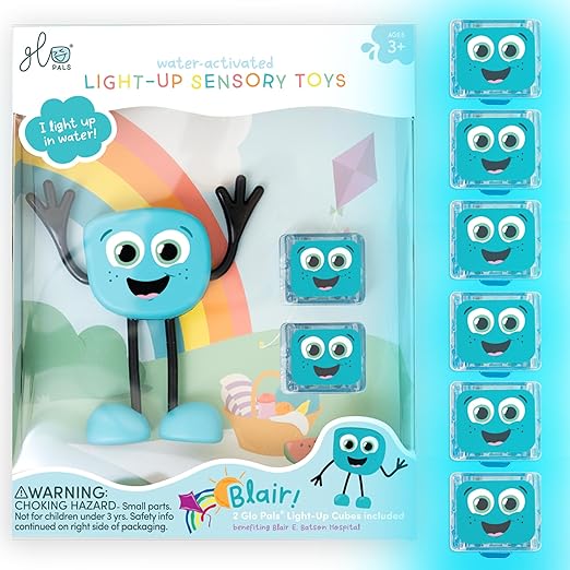 Water-Activated Bath Toy with 6 Reusable Light-Up Cubes for Sensory Play (Party Pal)