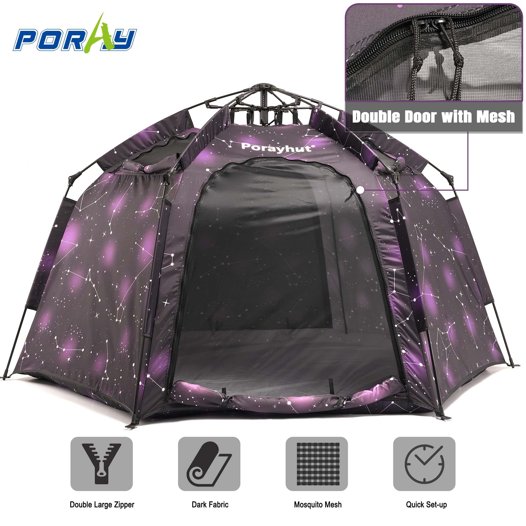 Hexagon Kids Play Tent with LED Strip Lights Indoor Children Play House