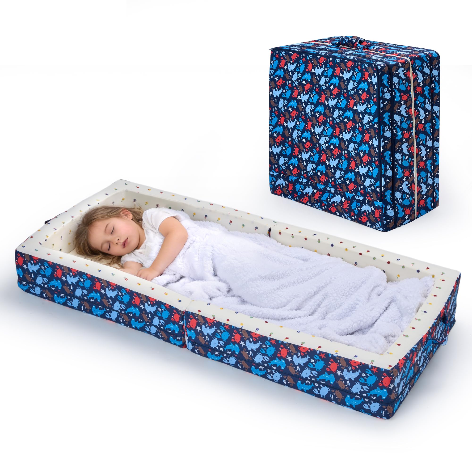Portable Foldable Toddler Travel Bed with Washable Cover