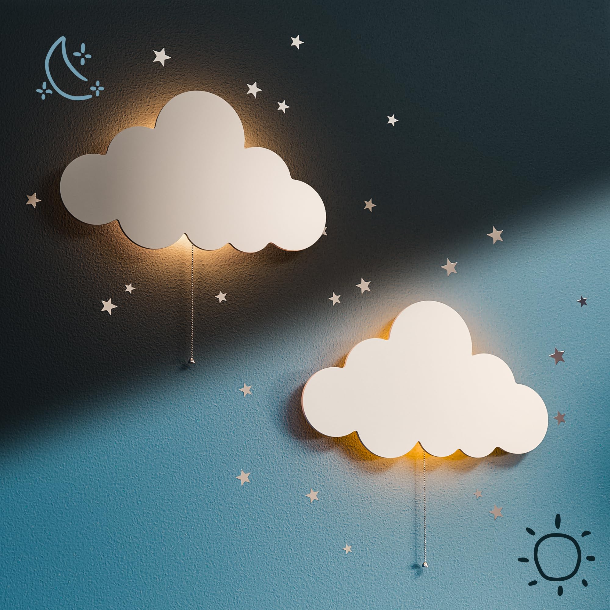 Floating Cloud Wall Lamp for Nursery Kids Bedroom