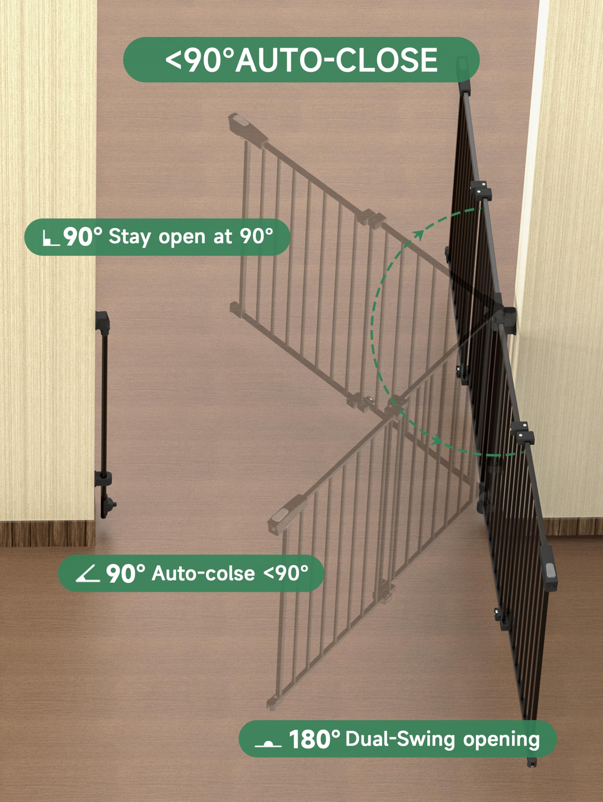 Extra-Wide Freestanding Pet Gate with Auto-Close Door - 5 Panels