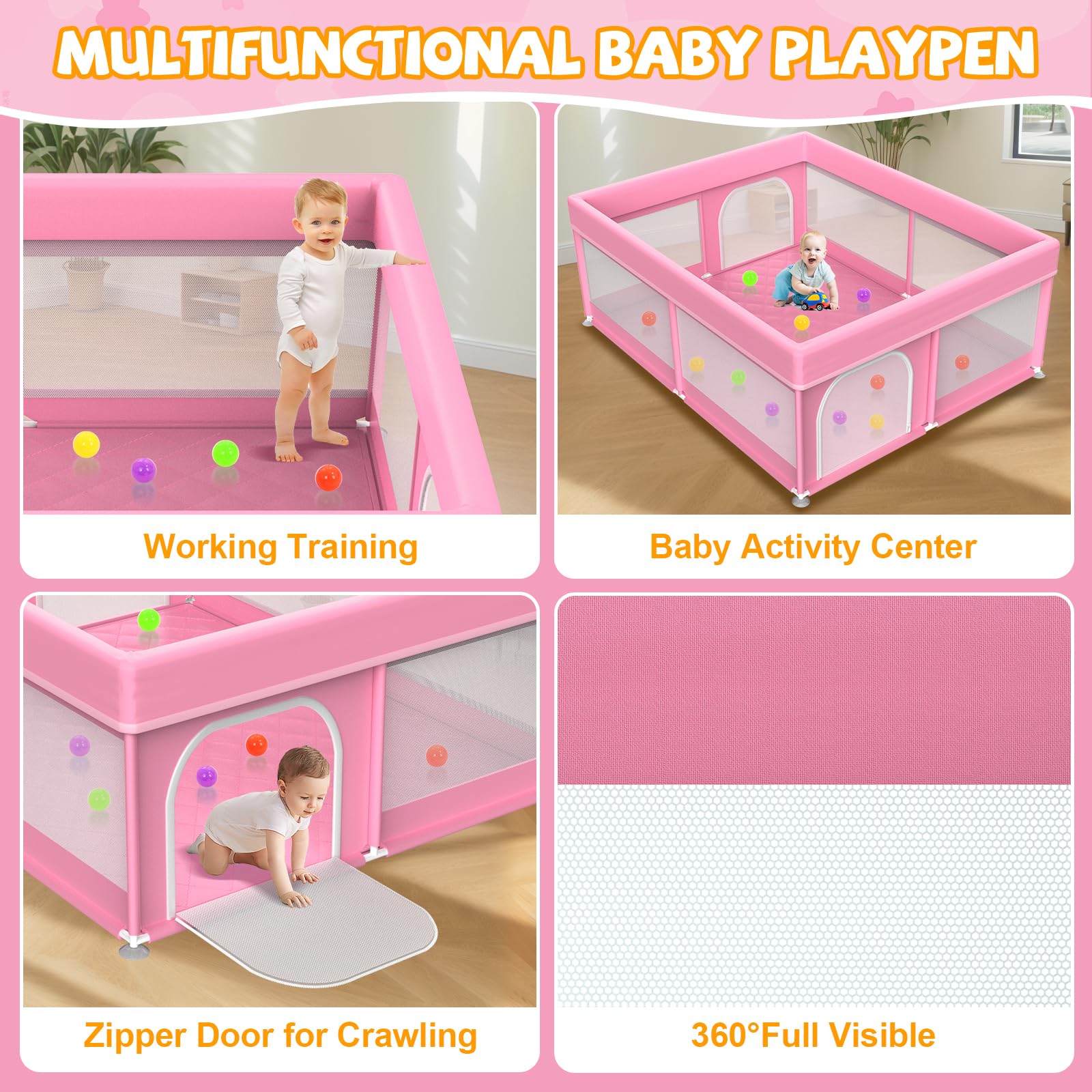 Large Baby Playpen with Mat 79x71 Inches