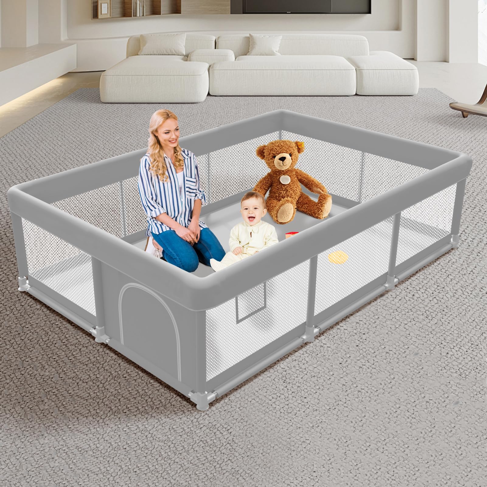 Extra Large Baby Playpen with Safety Gate
