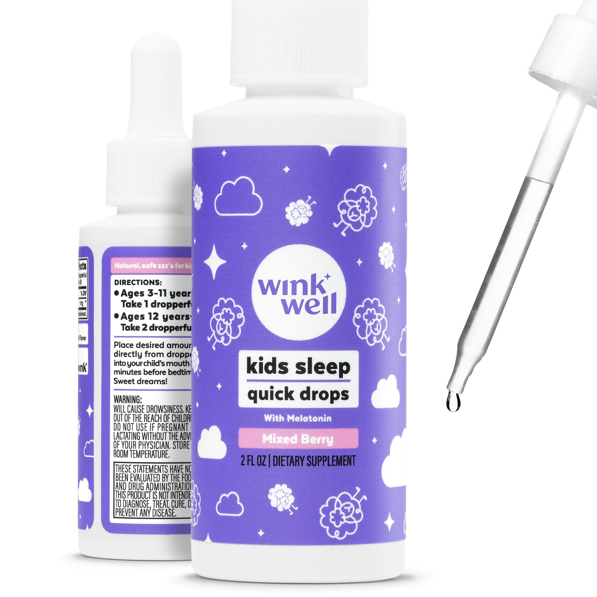 Wink Well Kids Liquid Melatonin Drops- Natural Baby Sleep Drops