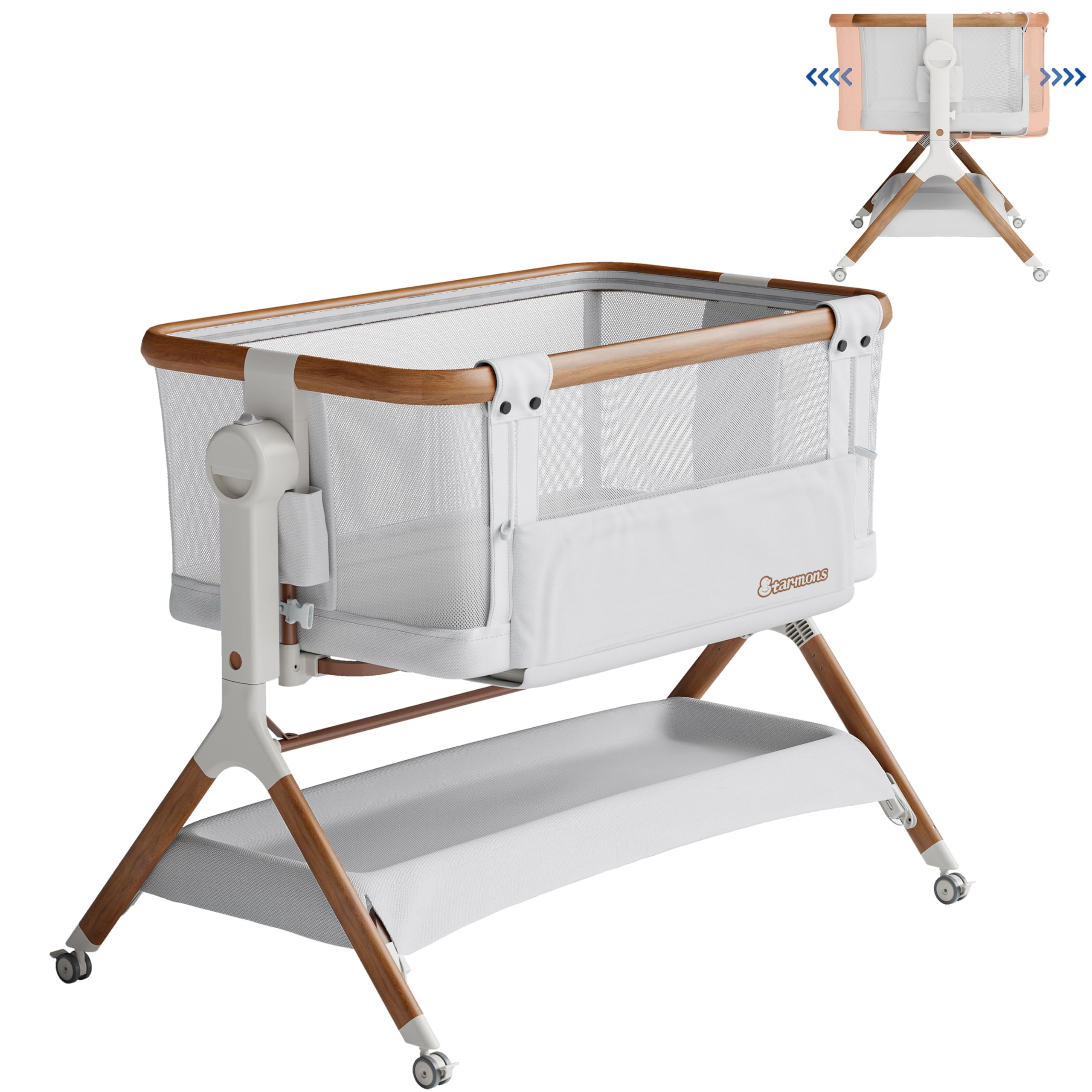 Bassinet Bedside Sleeper, Rocking Bassinet for Baby, 3 in 1 Crib