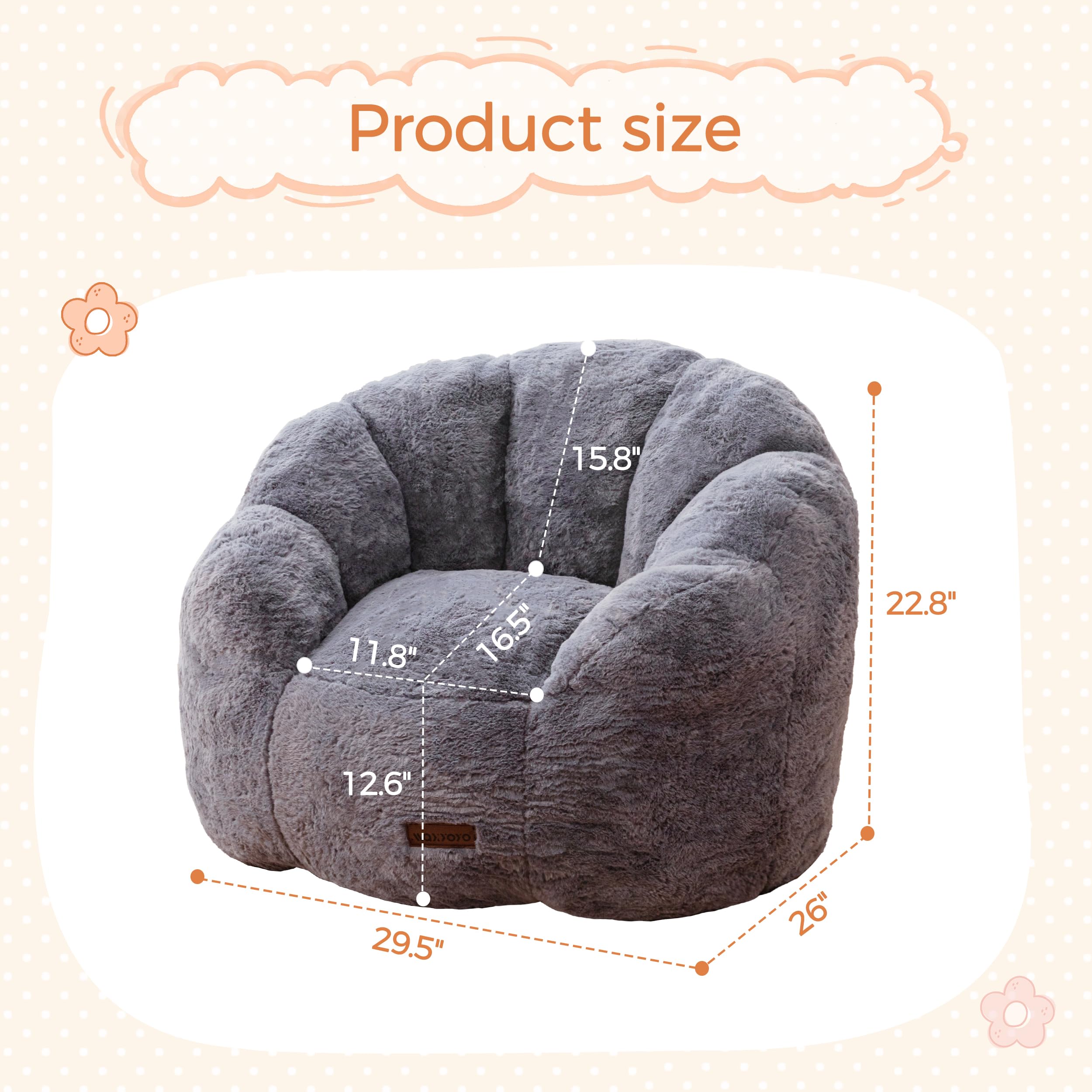 Floral Shaped Kids Bean Bag Chair with Petal Backrest