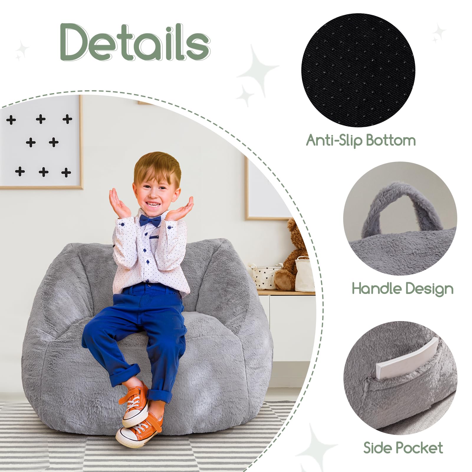 Kids Bean Bag Chair with Handle