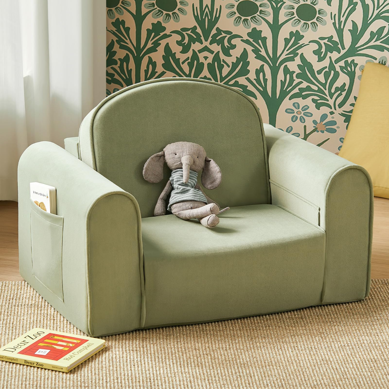 Foldable Kids Sofa Couch with Storage Pockets