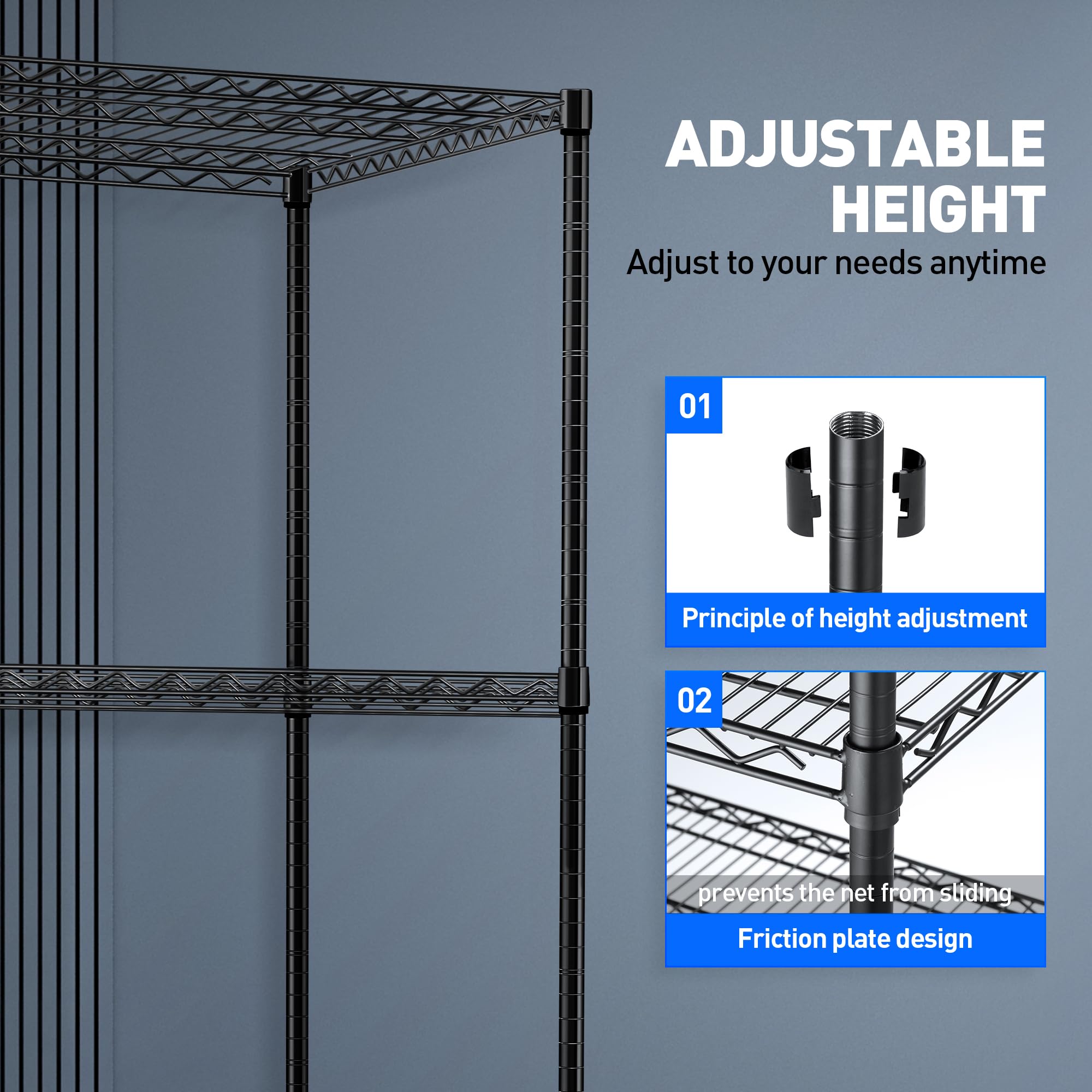5-Tier Metal Wire Shelving Unit with Wheels