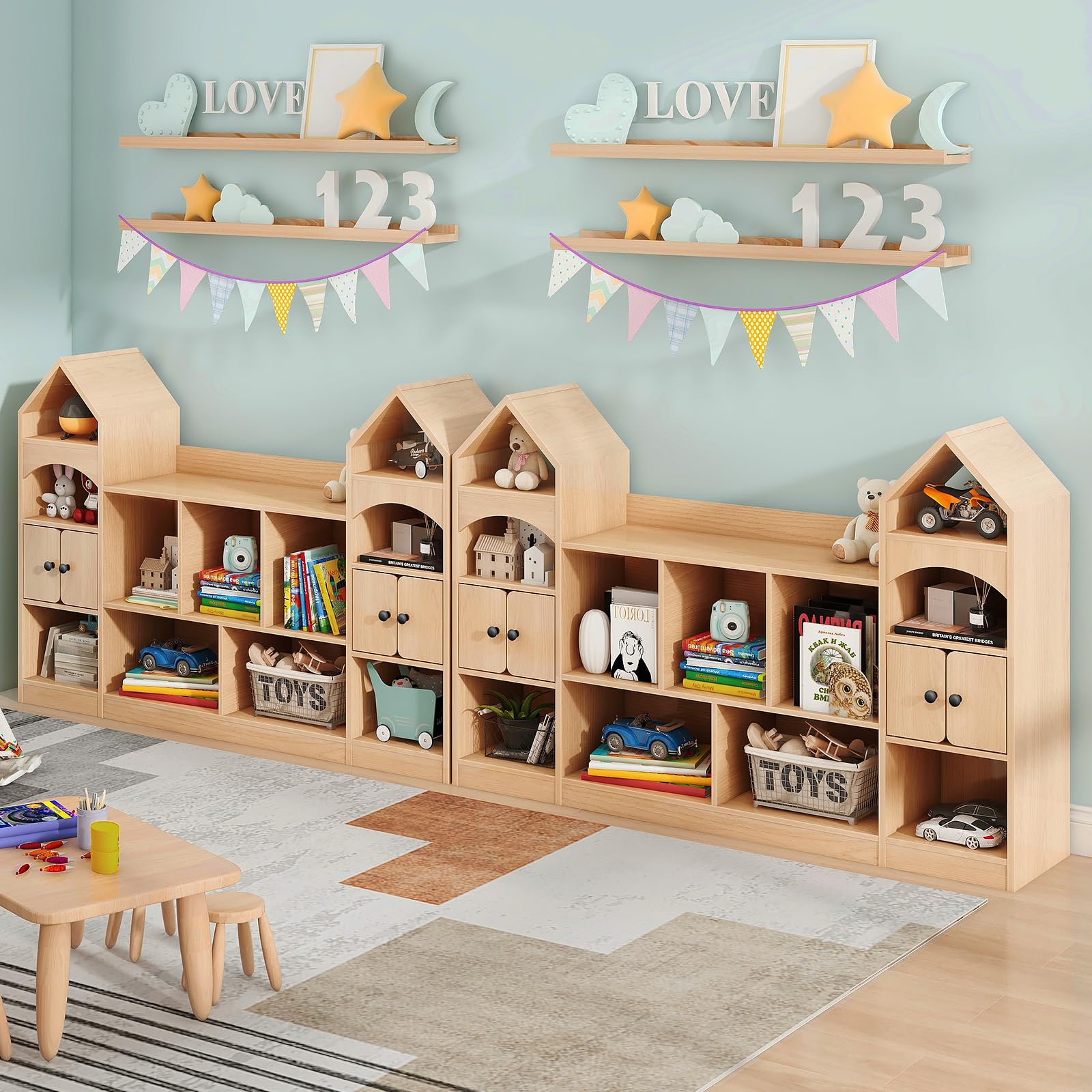 Kids Bookcase and Toy Storage Organizer, Children Bookshelf