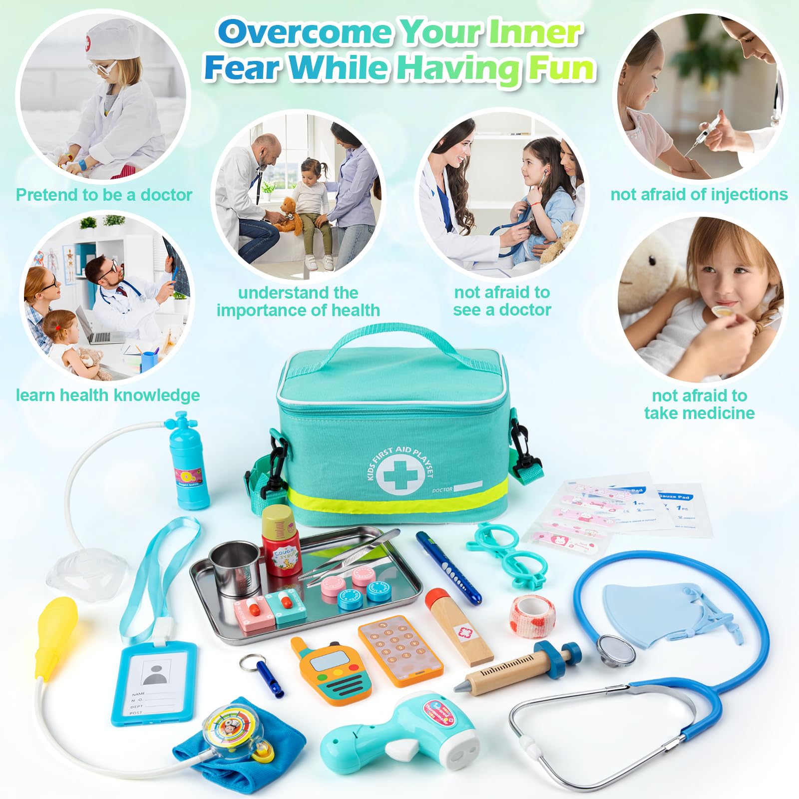 for Kids, 34 Pcs Pretend Playset for Toddlers, Doctor kit for Toddlers